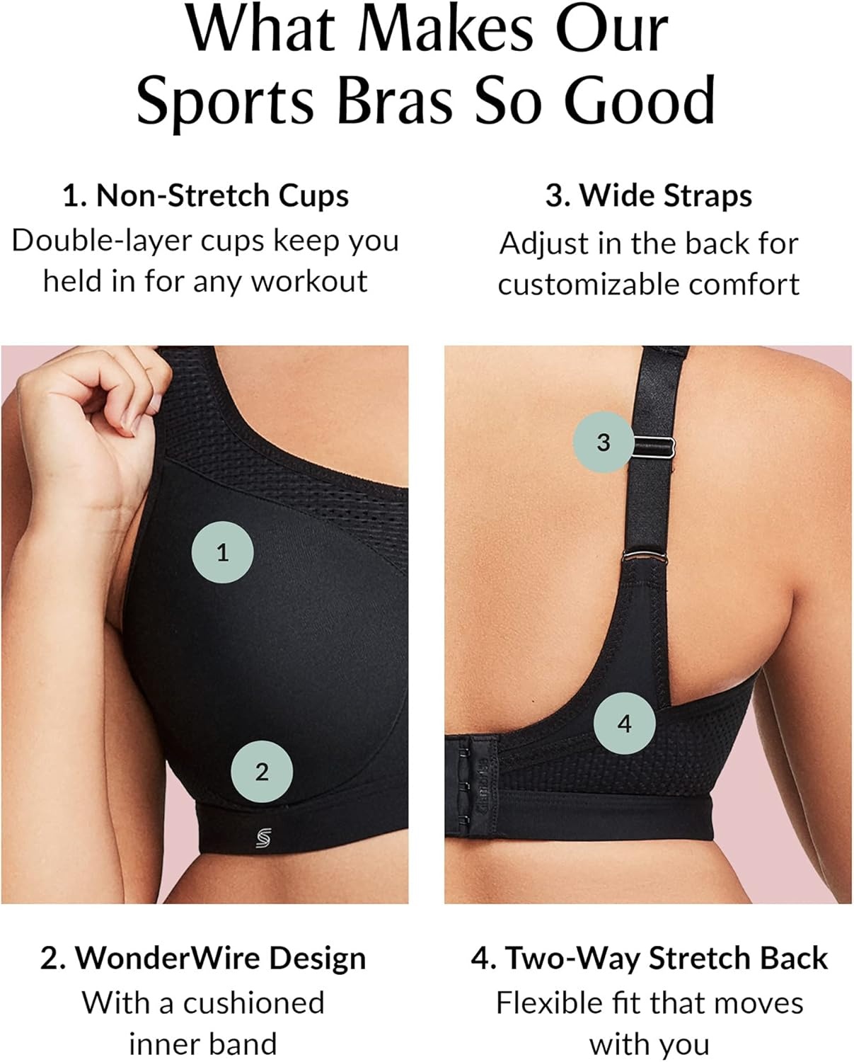 image:imageFull Figure Plus Size High Impact Wonderwire Sports Bra Underwire 9066PinkGray