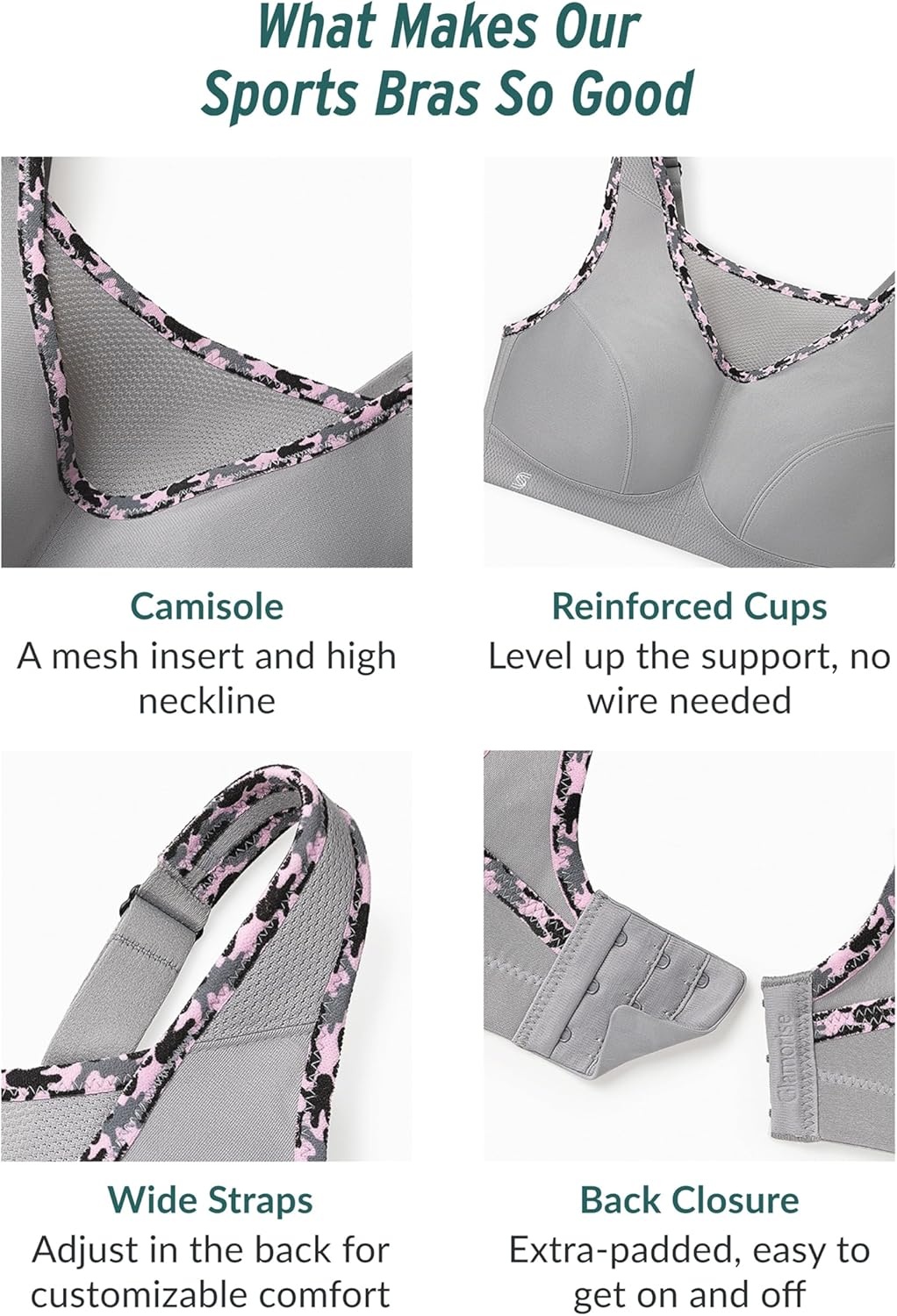 image:imageFull Figure Plus Size NoBounce Camisole Sports Bra Wirefree 1066BlackPink