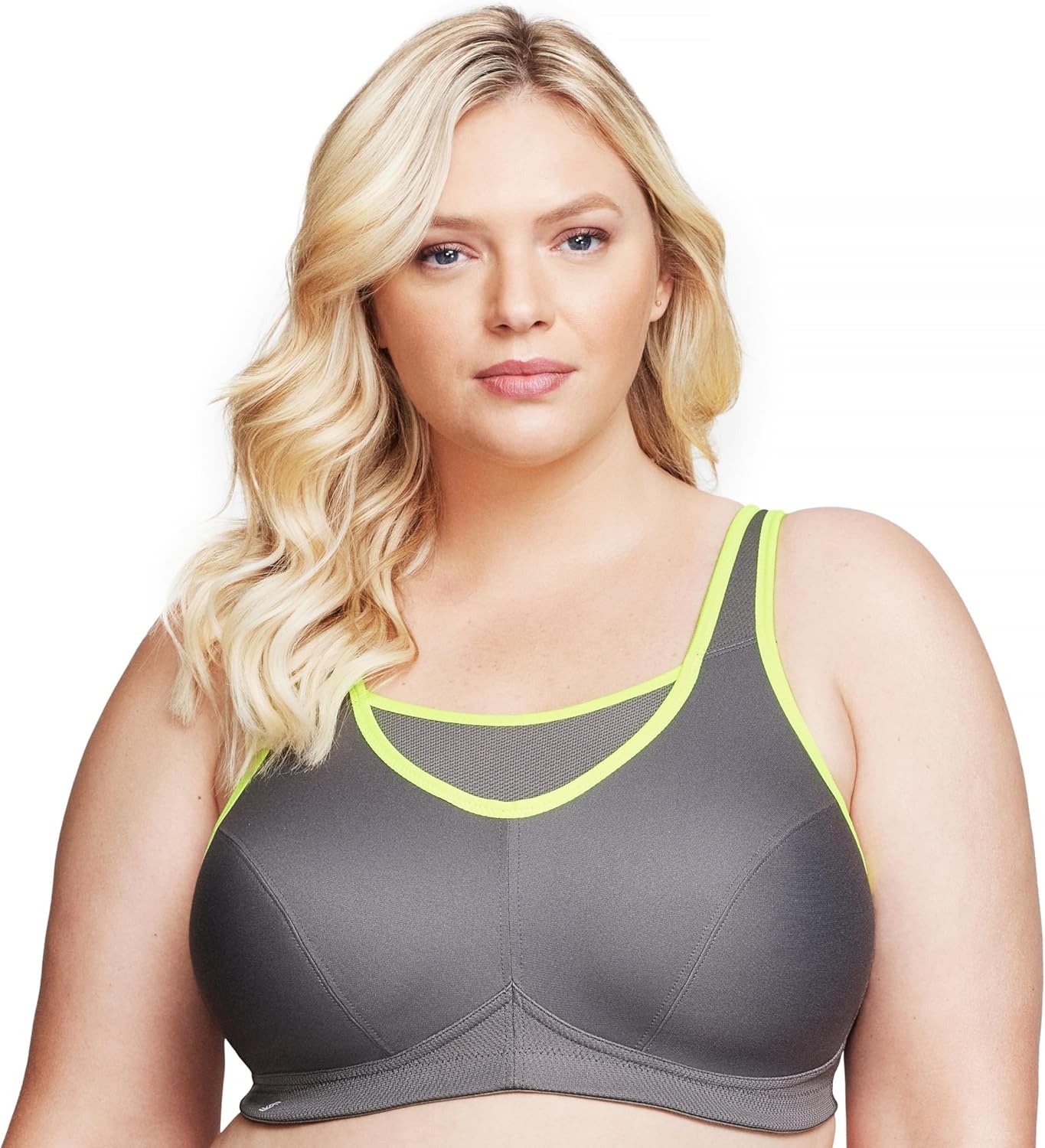 image:imageFull Figure Plus Size NoBounce Camisole Sports Bra Wirefree 1066GrayYellow