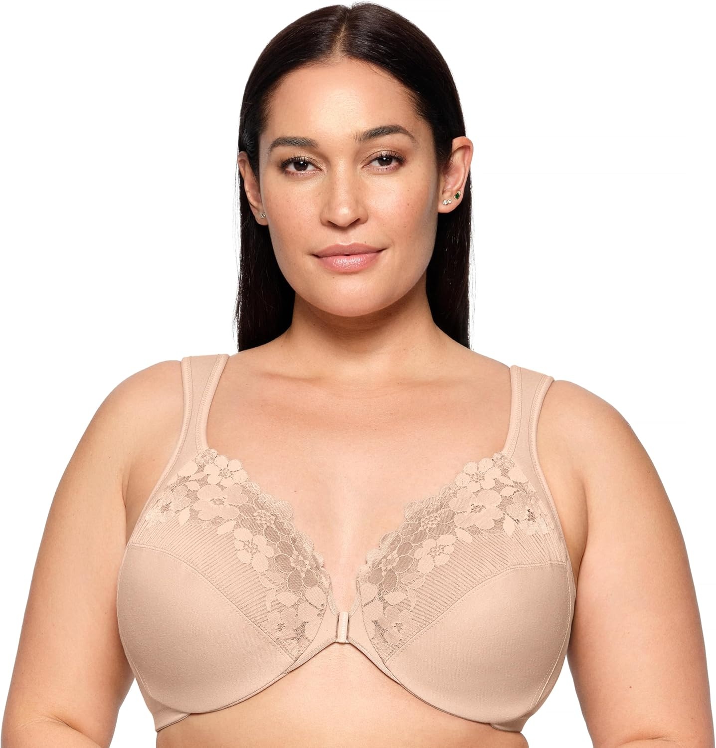 image:imageGlamorise Full Figure Plus Size FrontClosure Cotton Wonderwire Bra Underwire 1241Caf