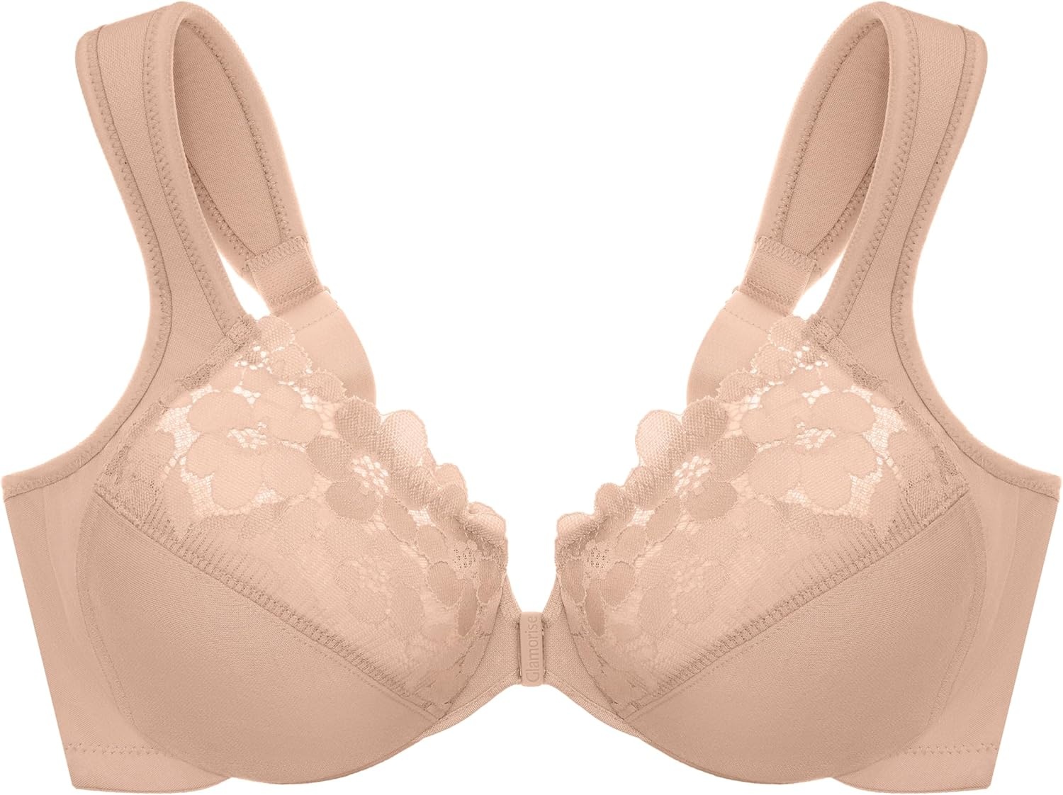 image:imageGlamorise Full Figure Plus Size FrontClosure Cotton Wonderwire Bra Underwire 1241Caf
