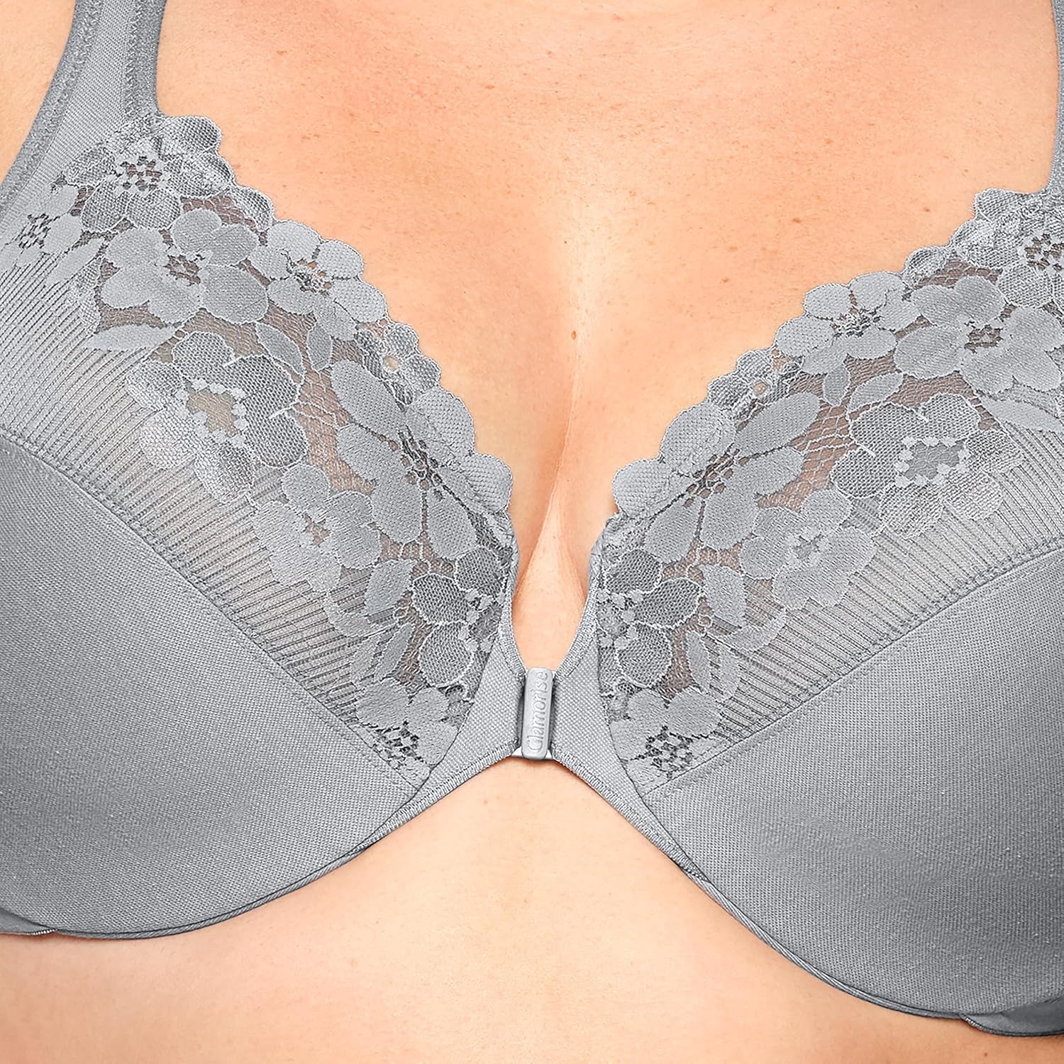 image:imageGlamorise Full Figure Plus Size FrontClosure Cotton Wonderwire Bra Underwire 1241Silver