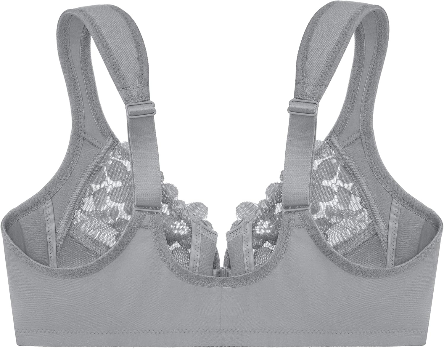 image:imageGlamorise Full Figure Plus Size FrontClosure Cotton Wonderwire Bra Underwire 1241Silver