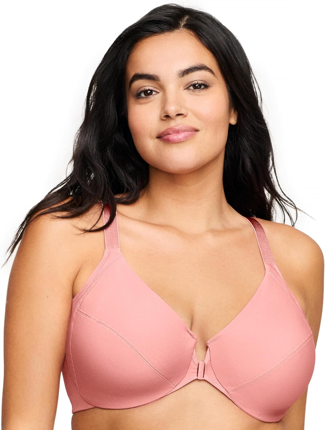 image:imageGlamorise Full Figure Plus Size FrontClosure Smoothing Wonderwire Bra Underwire 1247Apricot