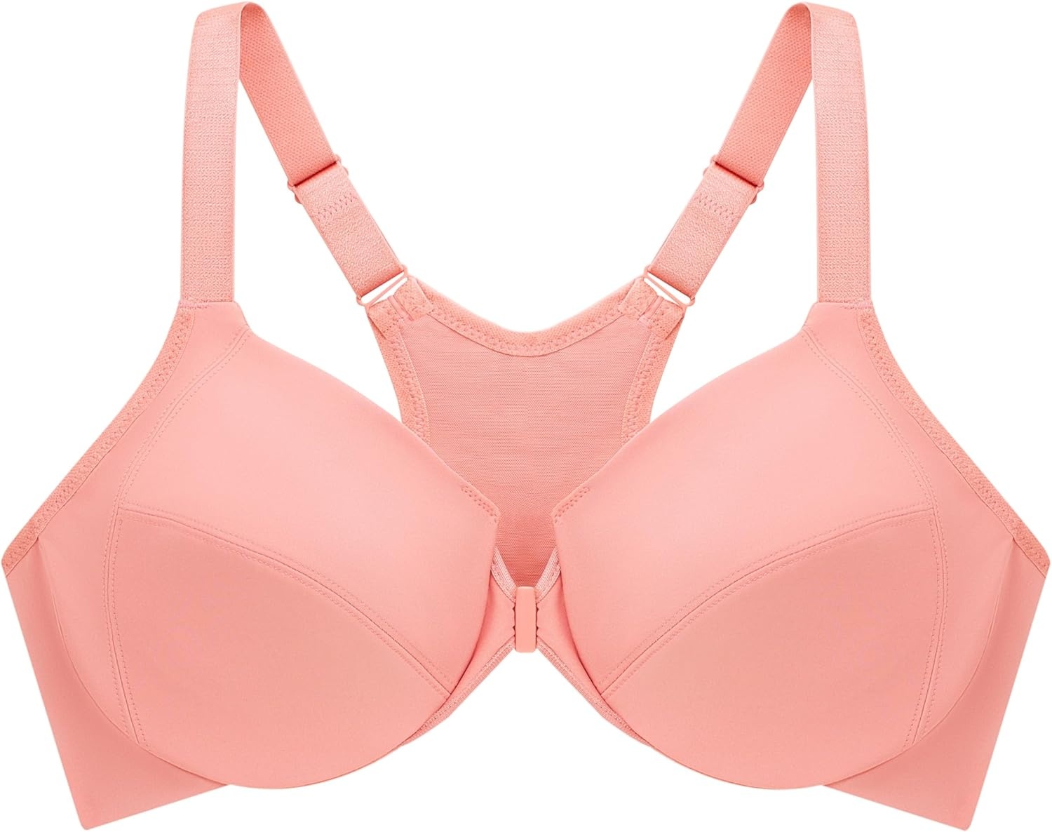 image:imageGlamorise Full Figure Plus Size FrontClosure Smoothing Wonderwire Bra Underwire 1247Apricot