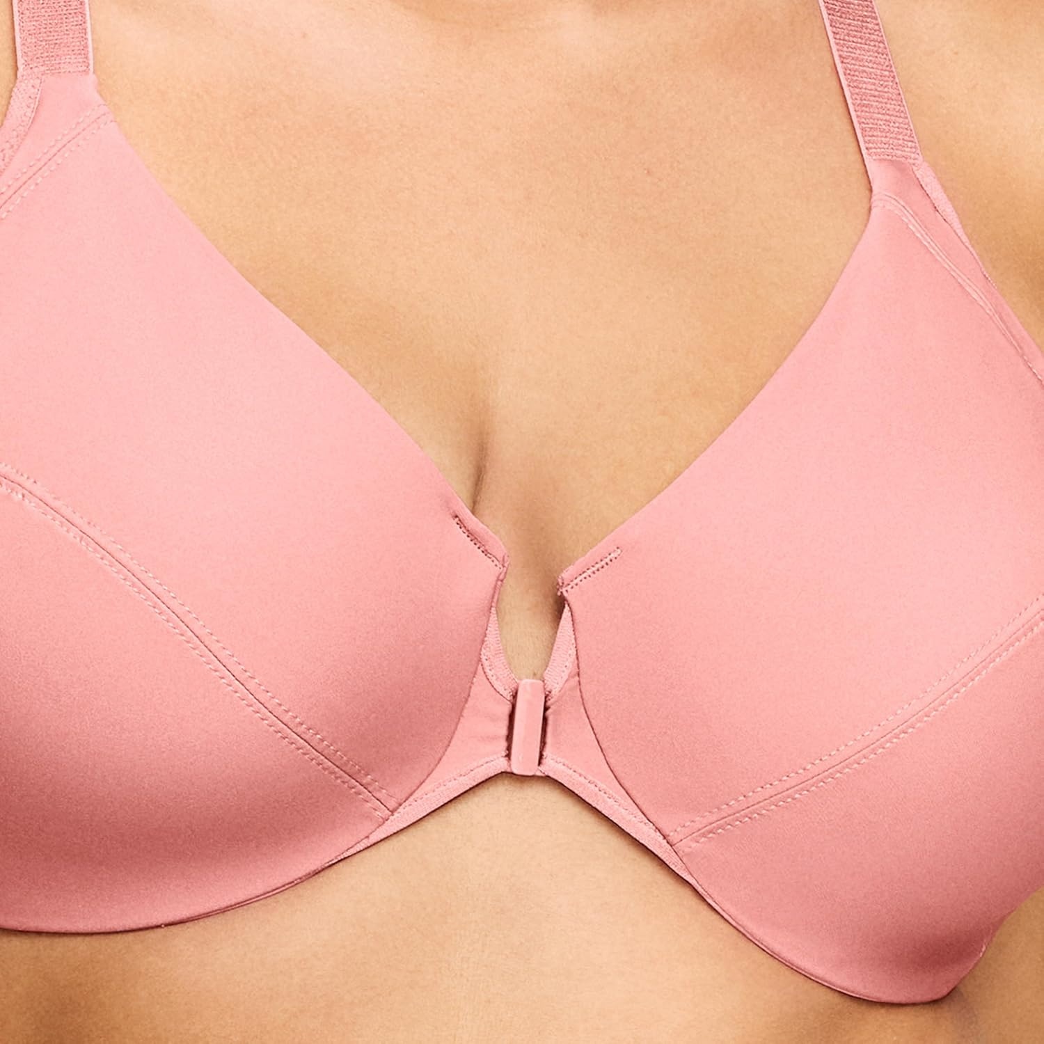 image:imageGlamorise Full Figure Plus Size FrontClosure Smoothing Wonderwire Bra Underwire 1247Apricot