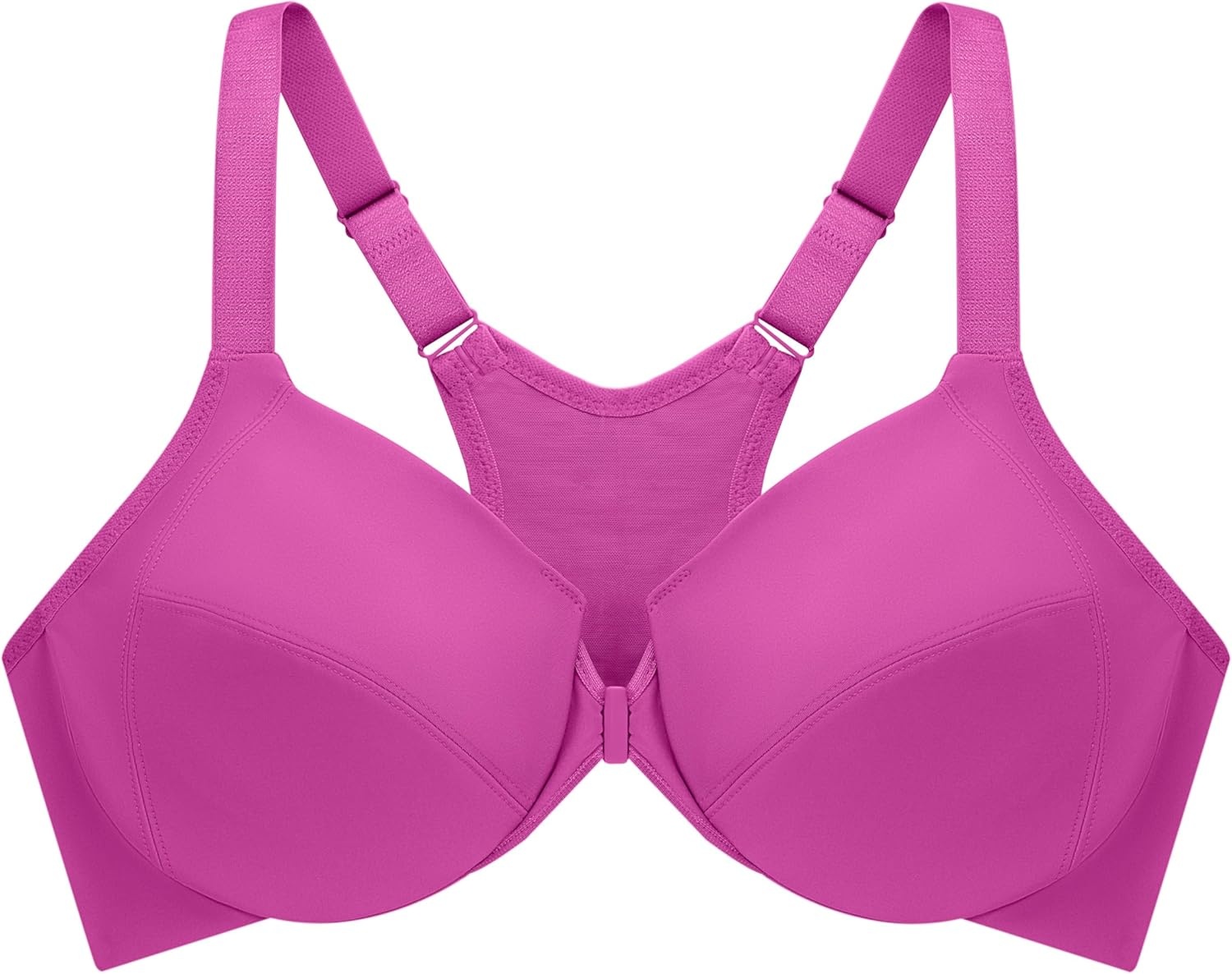 image:imageGlamorise Full Figure Plus Size FrontClosure Smoothing Wonderwire Bra Underwire 1247Berry