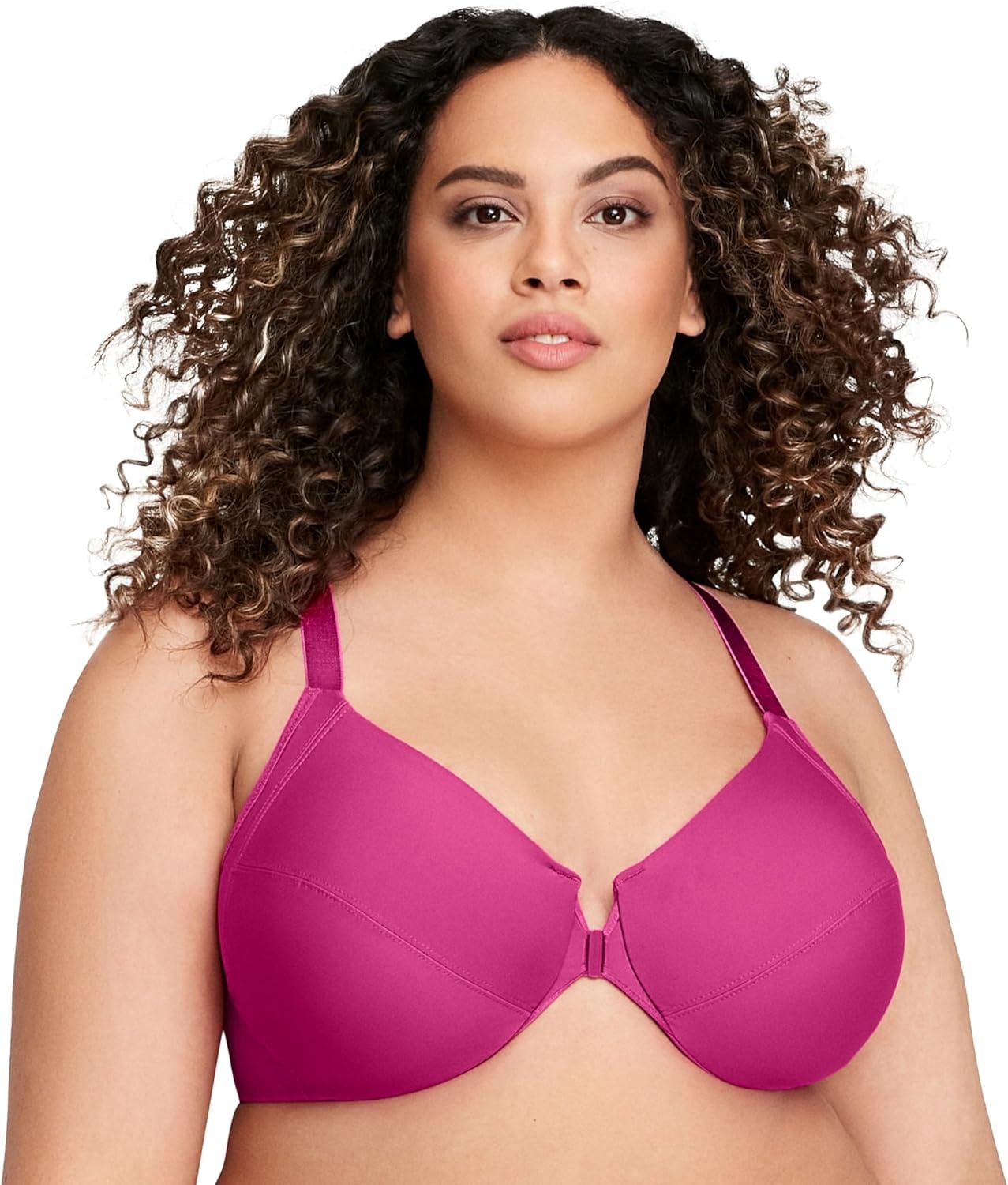image:imageGlamorise Full Figure Plus Size FrontClosure Smoothing Wonderwire Bra Underwire 1247Berry