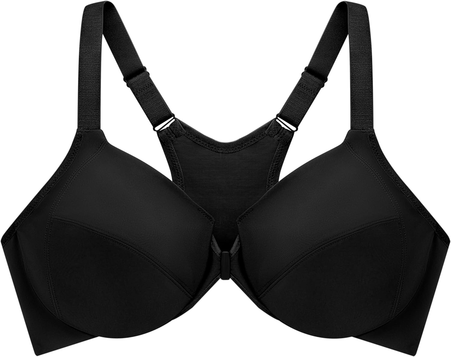 image:imageGlamorise Full Figure Plus Size FrontClosure Smoothing Wonderwire Bra Underwire 1247Black