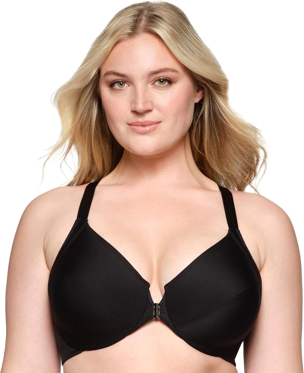 image:imageGlamorise Full Figure Plus Size FrontClosure Smoothing Wonderwire Bra Underwire 1247Black