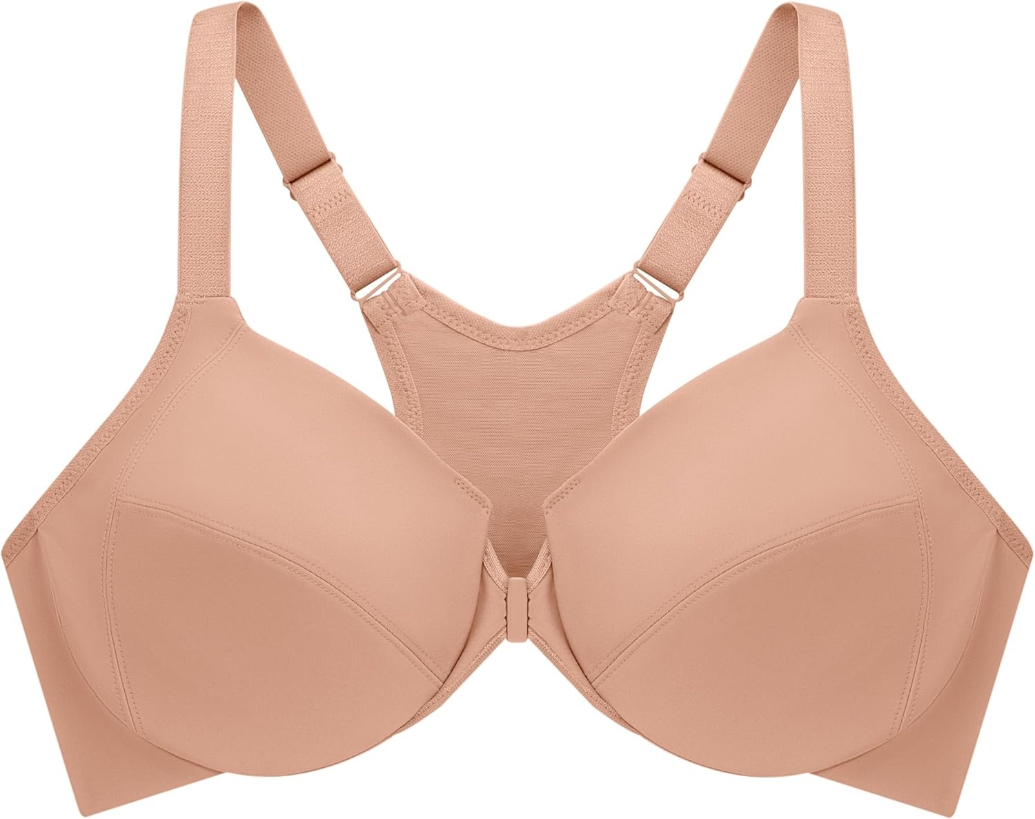 image:imageGlamorise Full Figure Plus Size FrontClosure Smoothing Wonderwire Bra Underwire 1247Cappuccino