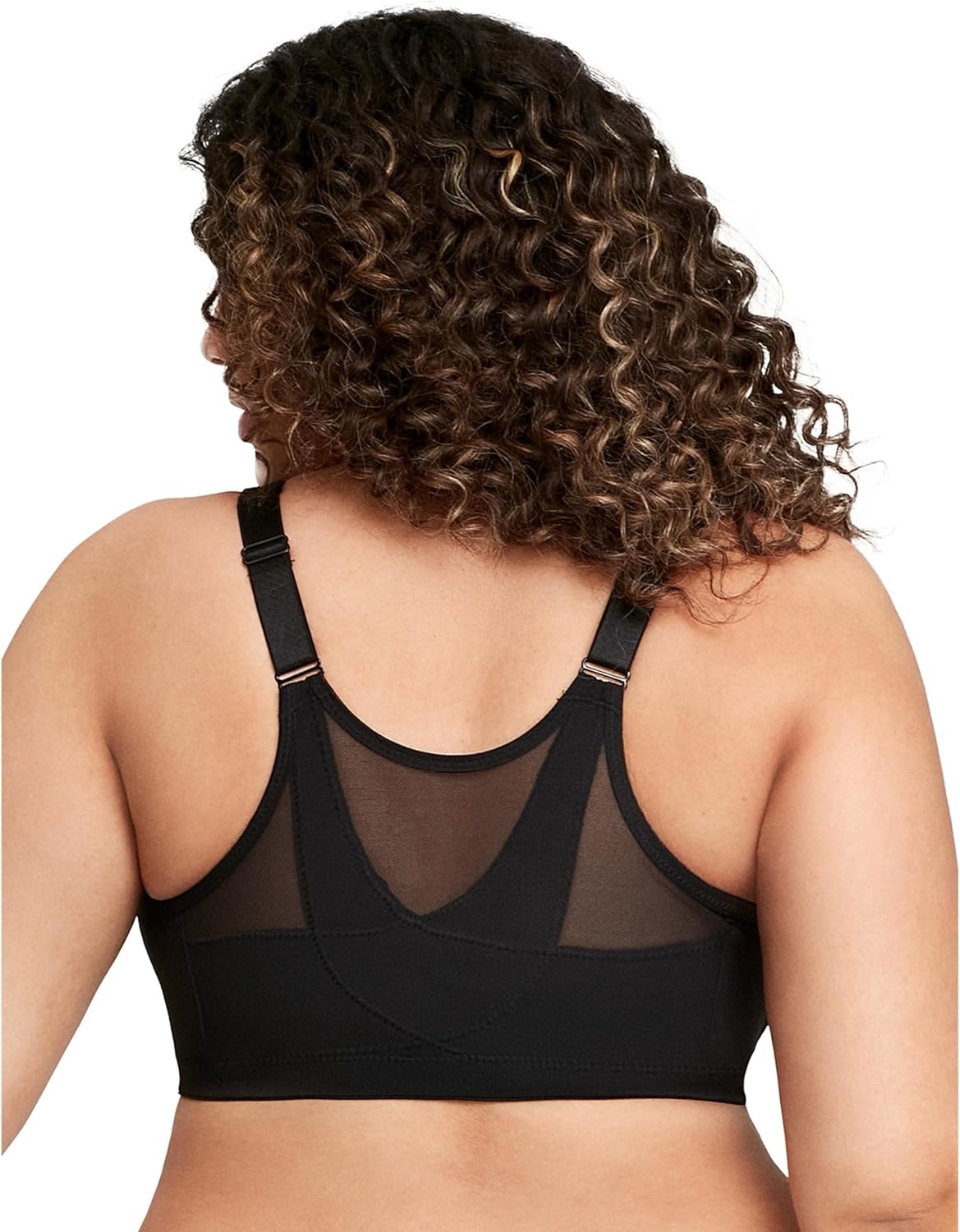 image:imageGlamorise Full Figure Plus Size MagicLift FrontClosure Posture Back Bra Wirefree 1265Black