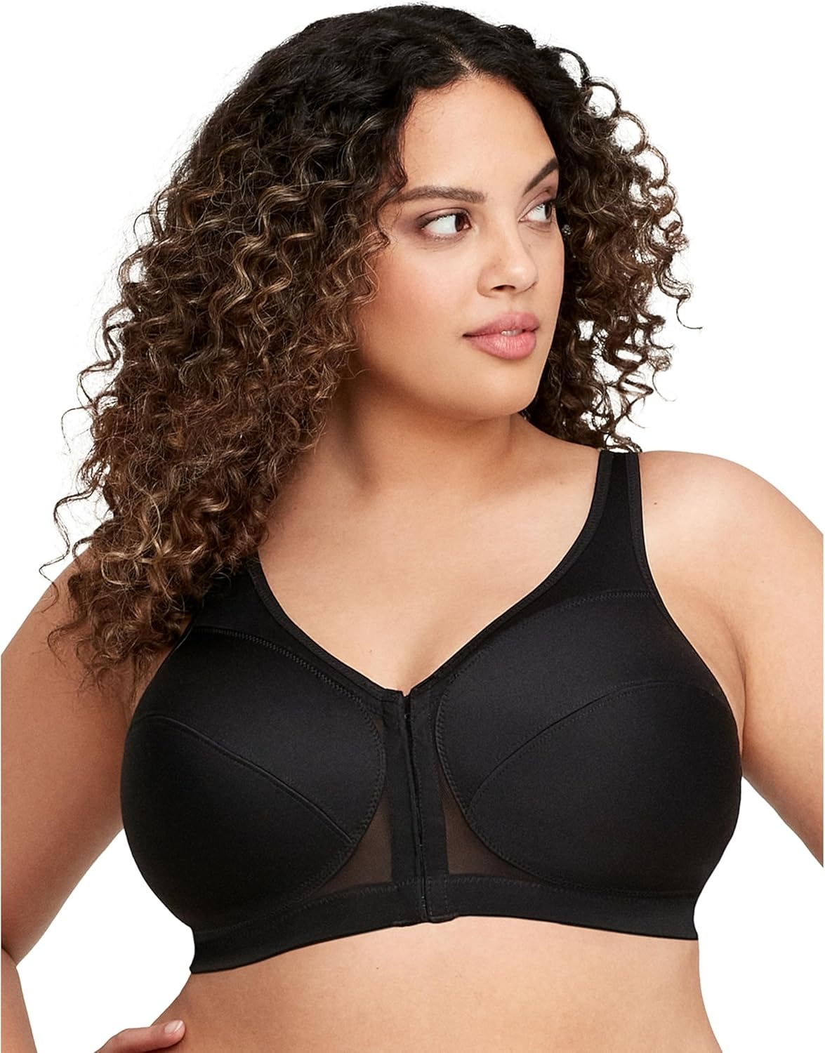 image:imageGlamorise Full Figure Plus Size MagicLift FrontClosure Posture Back Bra Wirefree 1265Black