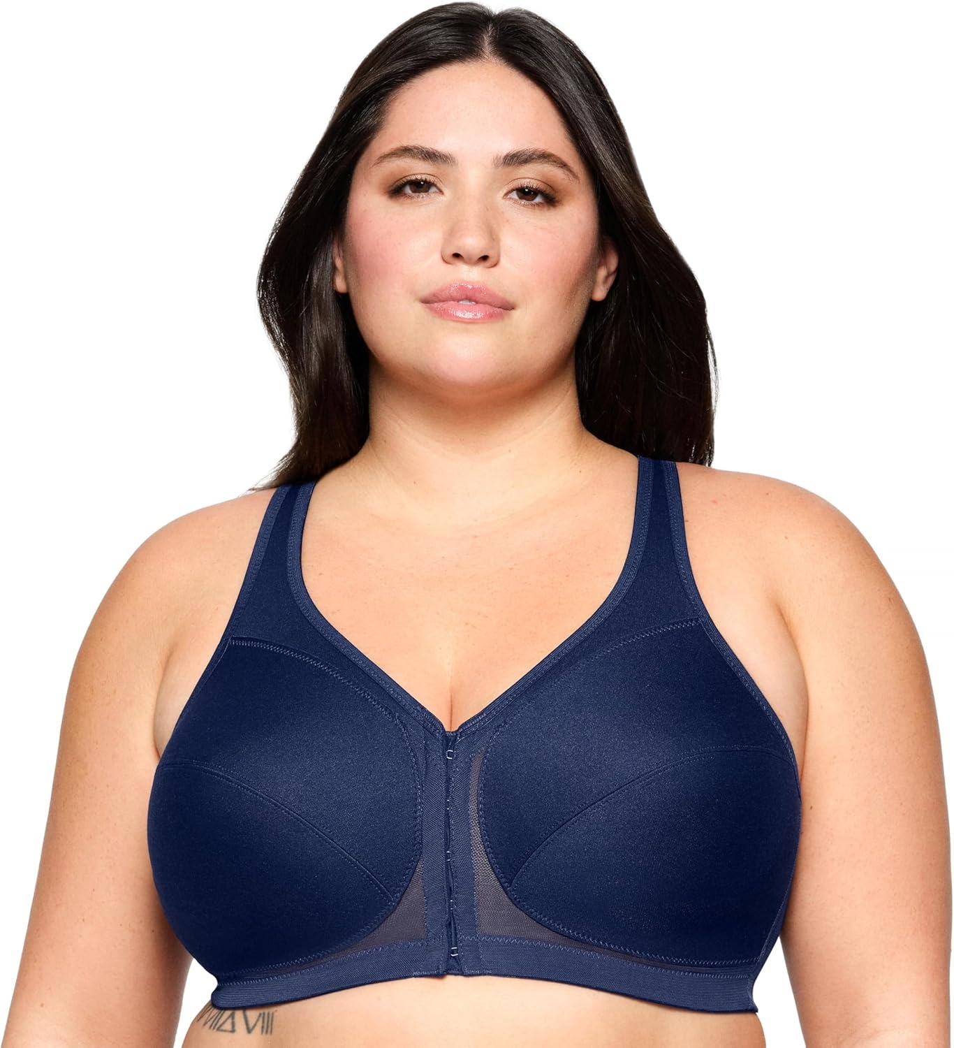 image:imageGlamorise Full Figure Plus Size MagicLift FrontClosure Posture Back Bra Wirefree 1265Blue