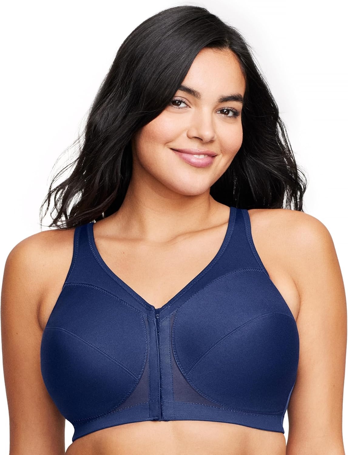 image:imageGlamorise Full Figure Plus Size MagicLift FrontClosure Posture Back Bra Wirefree 1265Blue