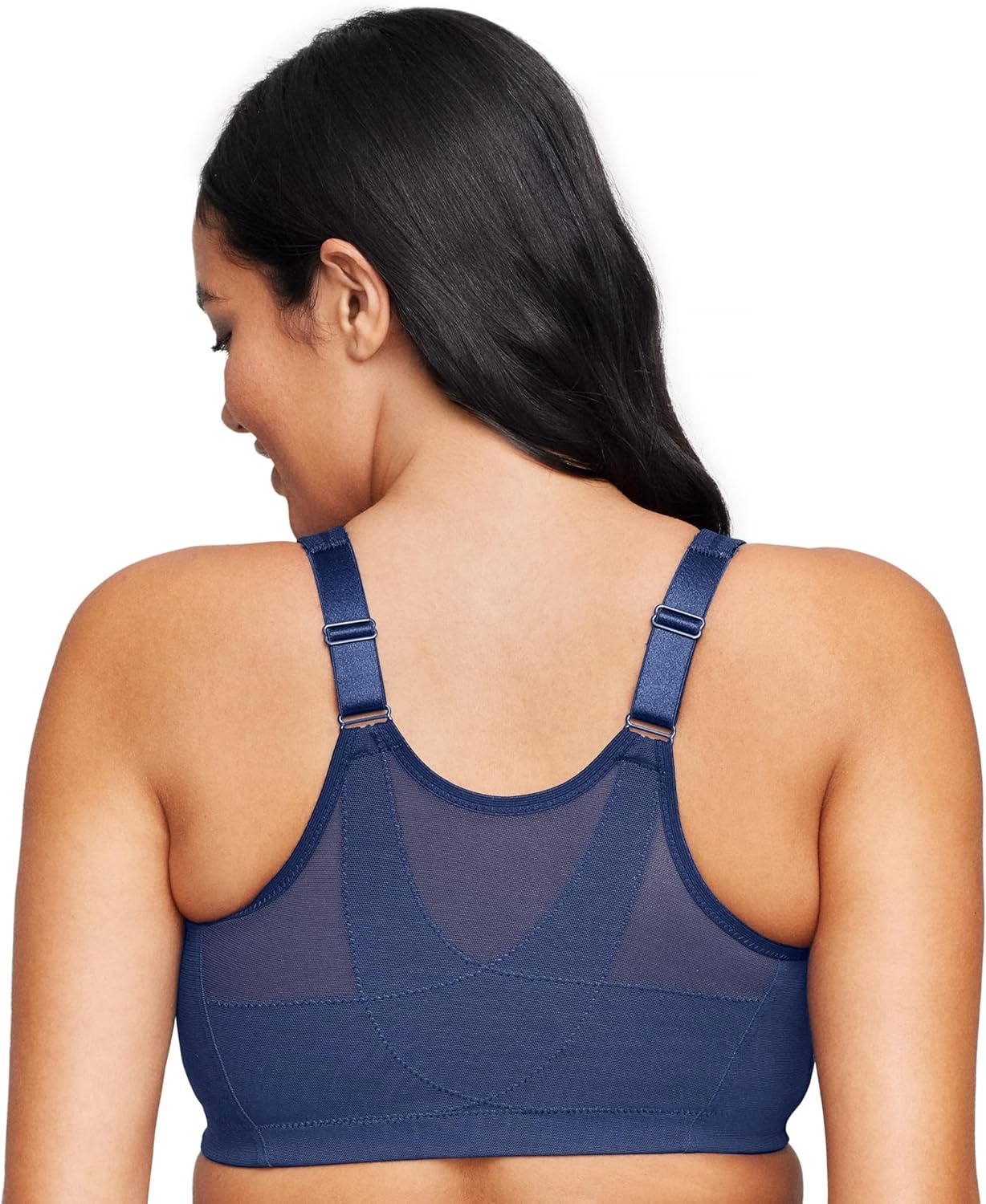 image:imageGlamorise Full Figure Plus Size MagicLift FrontClosure Posture Back Bra Wirefree 1265Blue