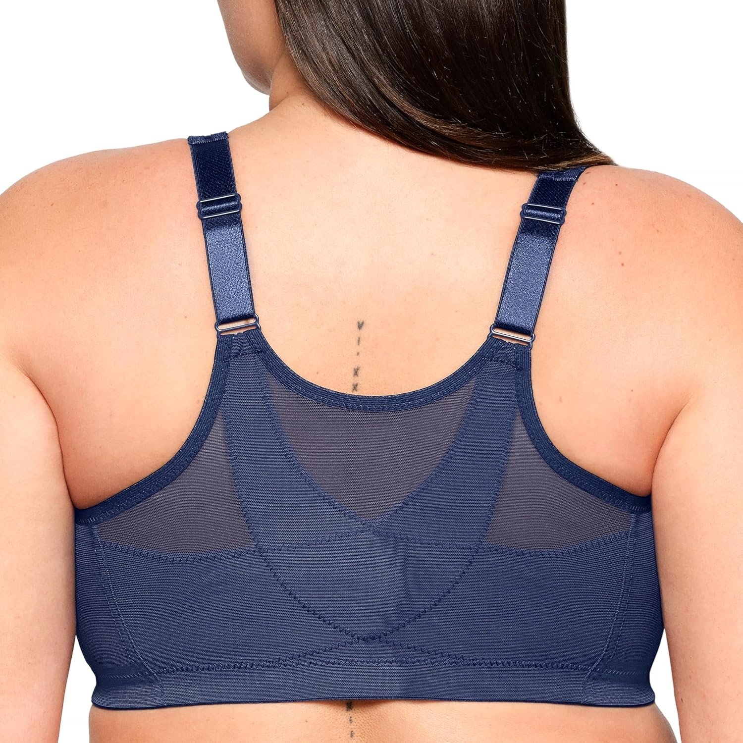 image:imageGlamorise Full Figure Plus Size MagicLift FrontClosure Posture Back Bra Wirefree 1265Blue