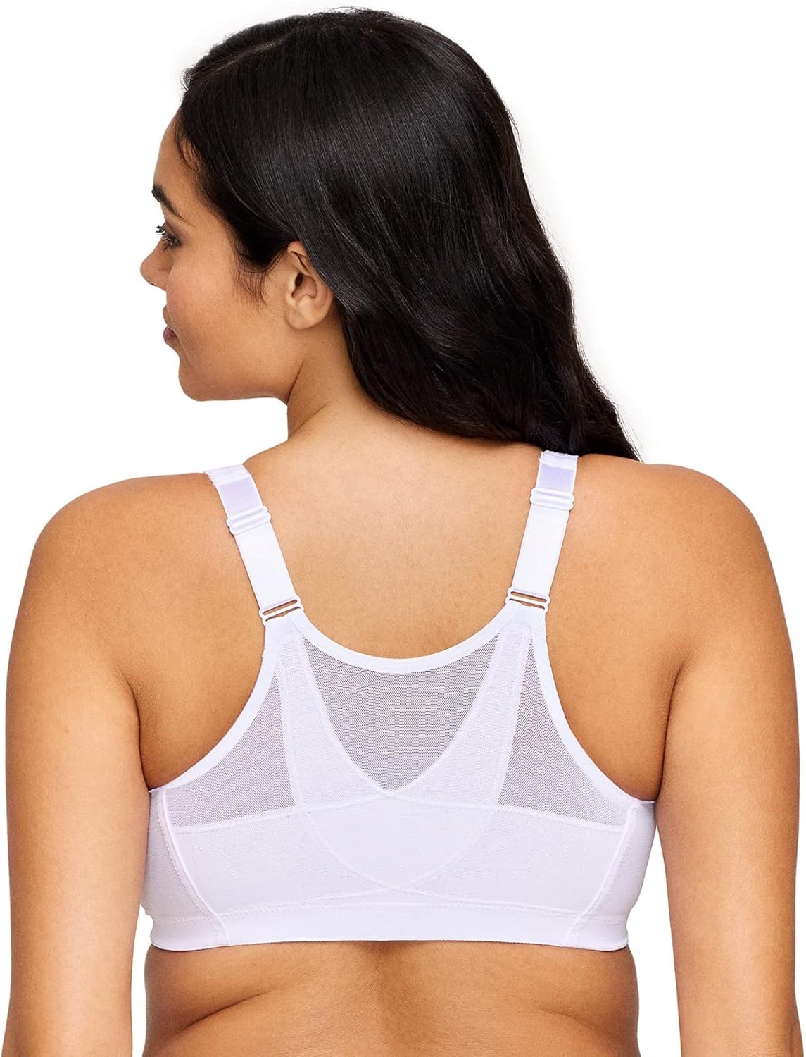 image:imageGlamorise Full Figure Plus Size MagicLift FrontClosure Posture Back Bra Wirefree 1265White