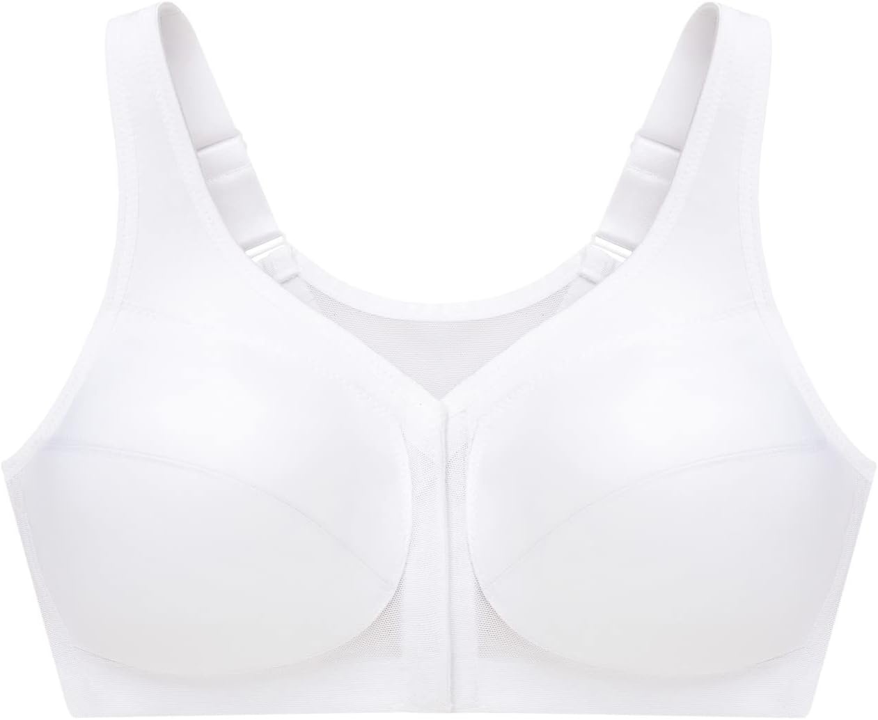 image:imageGlamorise Full Figure Plus Size MagicLift FrontClosure Posture Back Bra Wirefree 1265White
