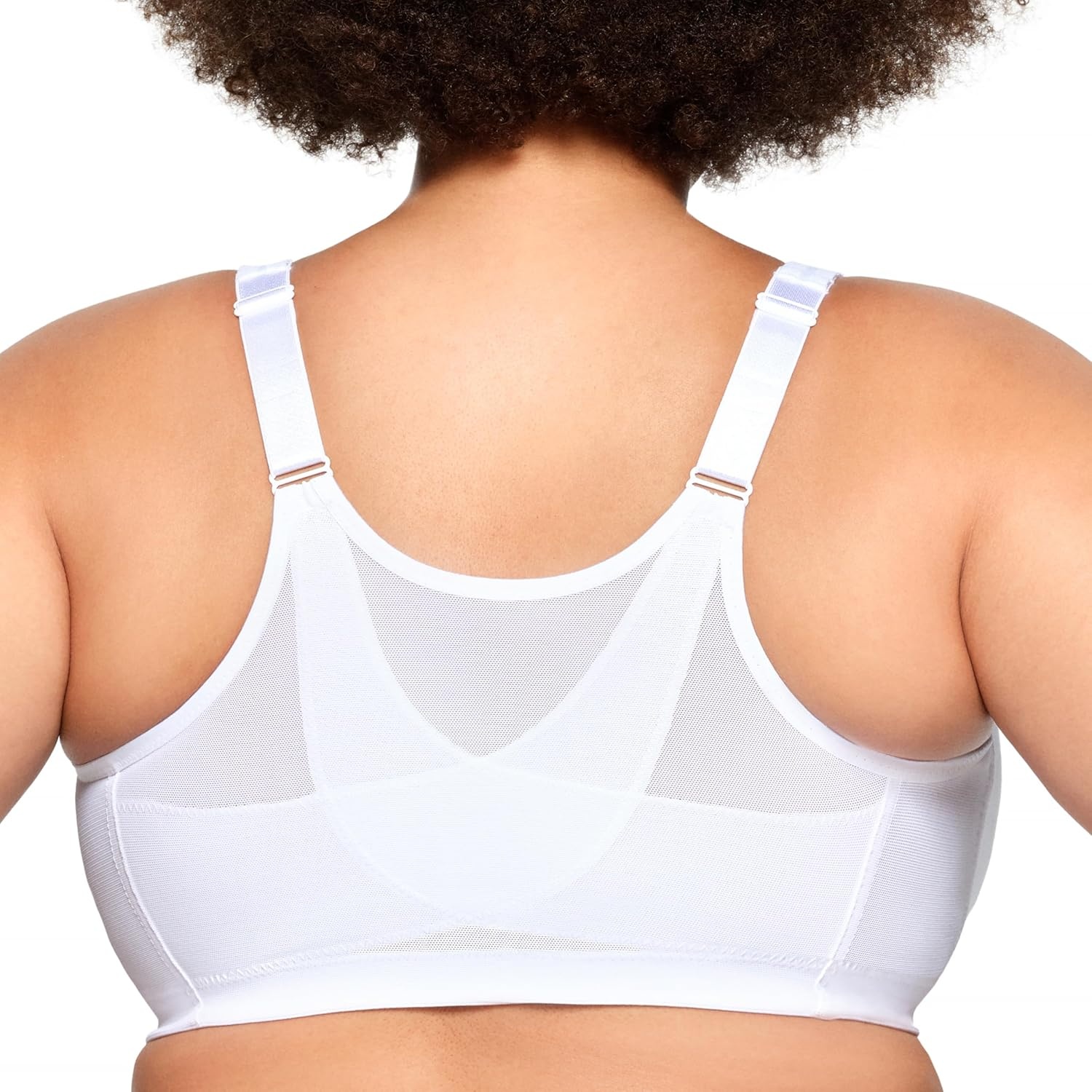 image:imageGlamorise Full Figure Plus Size MagicLift FrontClosure Posture Back Bra Wirefree 1265White