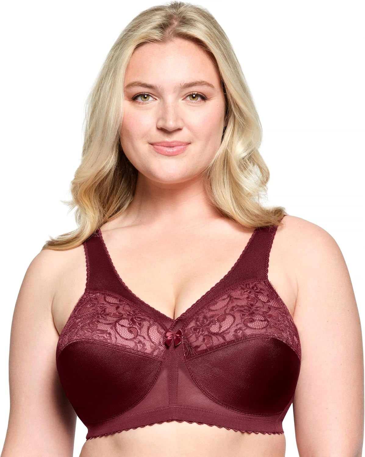 image:imageGlamorise Full Figure Plus Size MagicLift Original Support Bra Wirefree 1000Burgundy