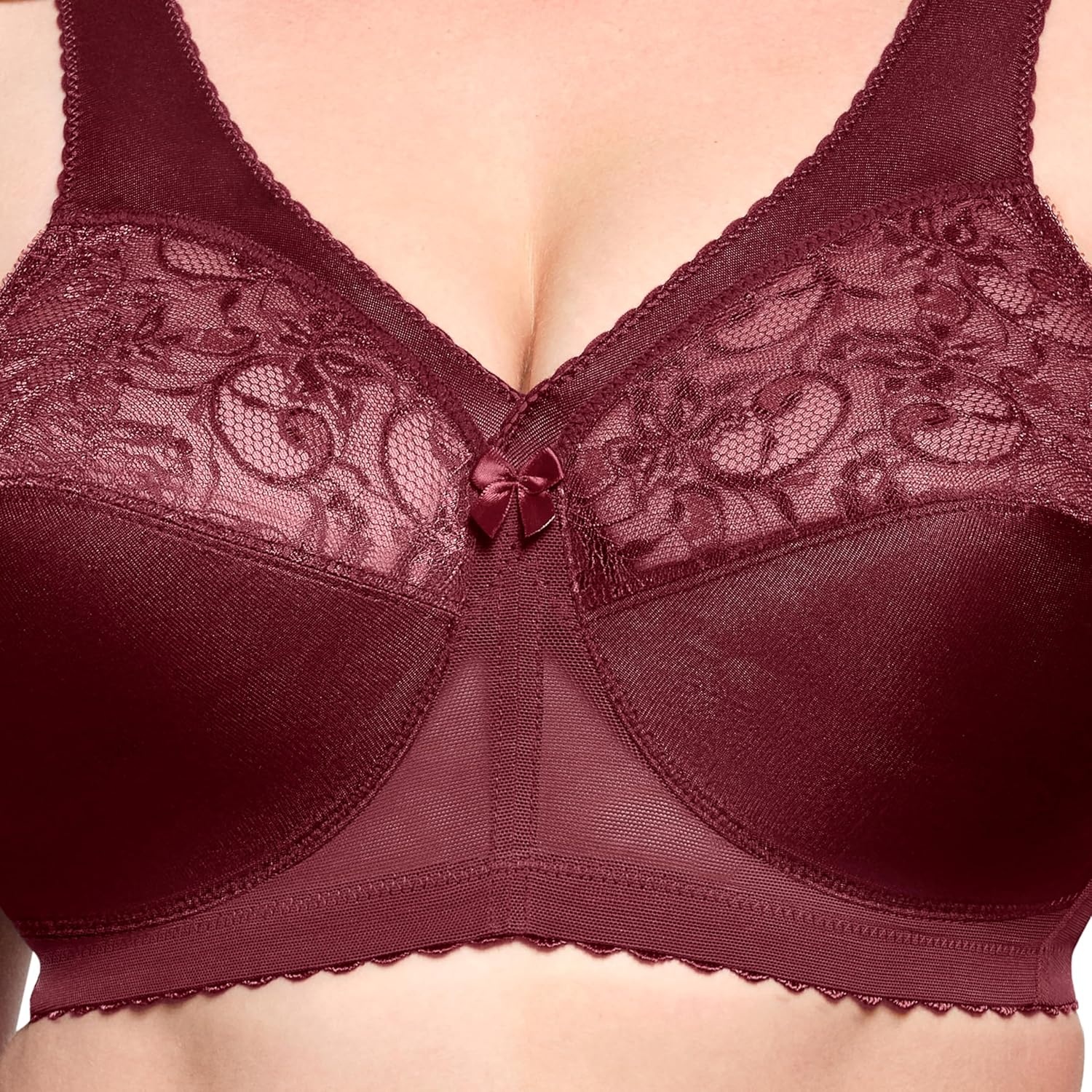 image:imageGlamorise Full Figure Plus Size MagicLift Original Support Bra Wirefree 1000Burgundy