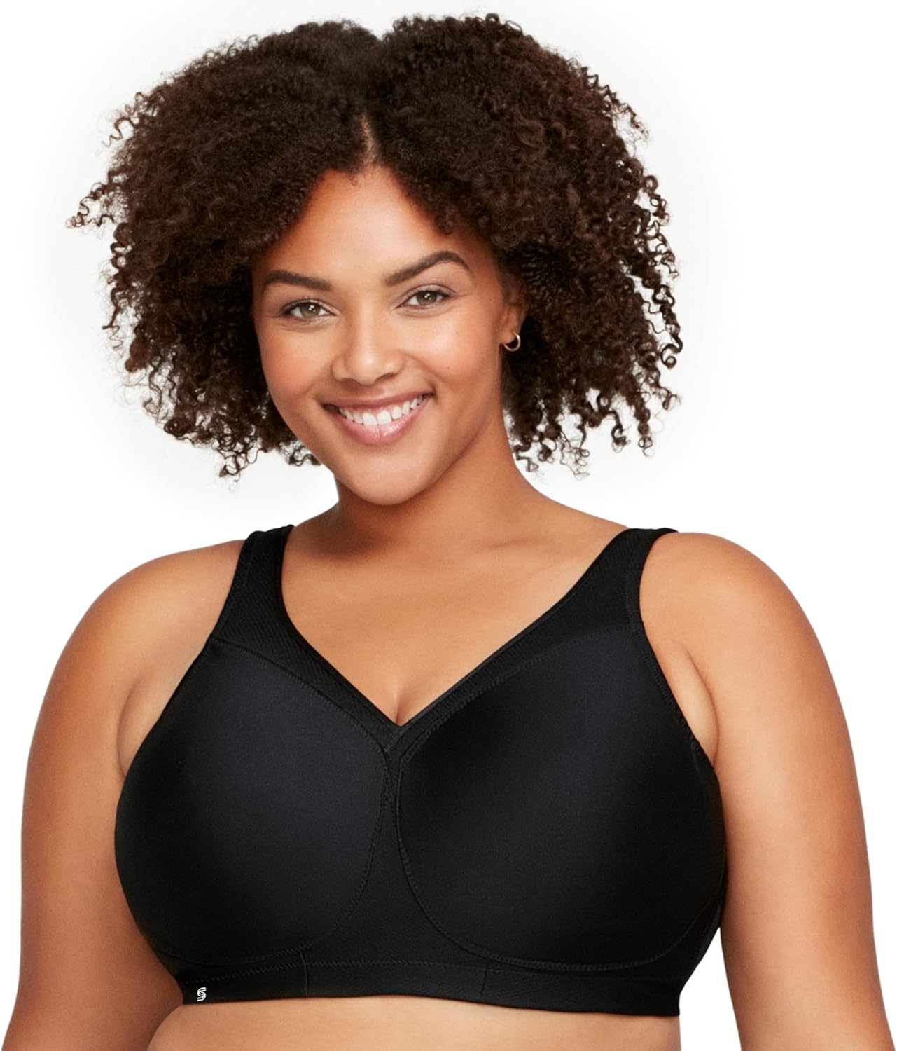 image:imageGlamorise Full Figure Plus Size MagicLift Seamless Sports Bra Wirefree 1006Black