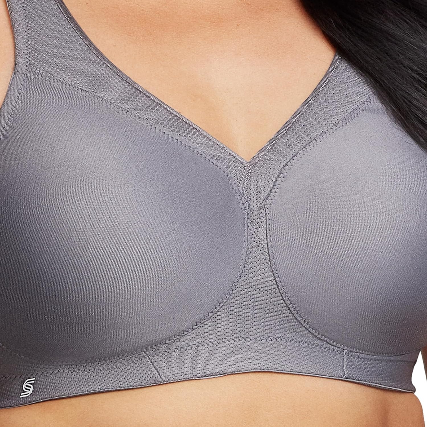 image:imageGlamorise Full Figure Plus Size MagicLift Seamless Sports Bra Wirefree 1006Charcoal Gray