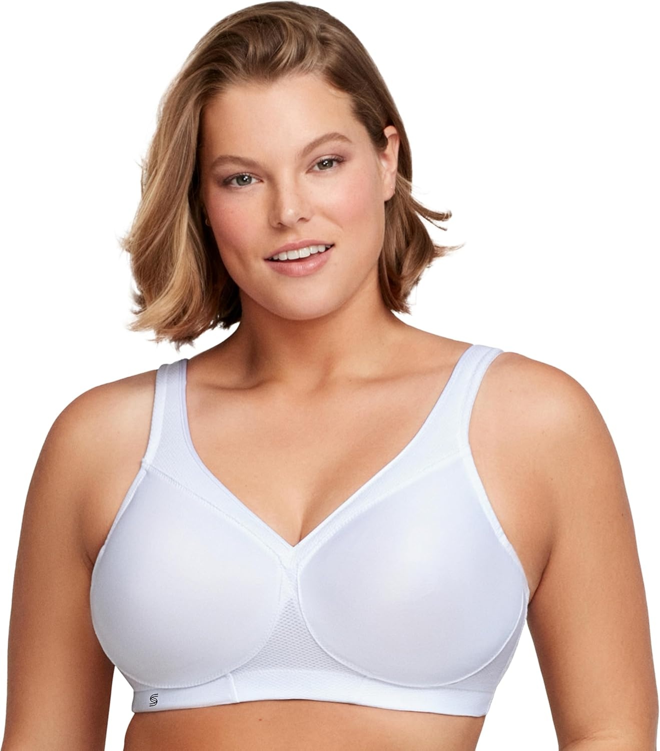 image:imageGlamorise Full Figure Plus Size MagicLift Seamless Sports Bra Wirefree 1006White