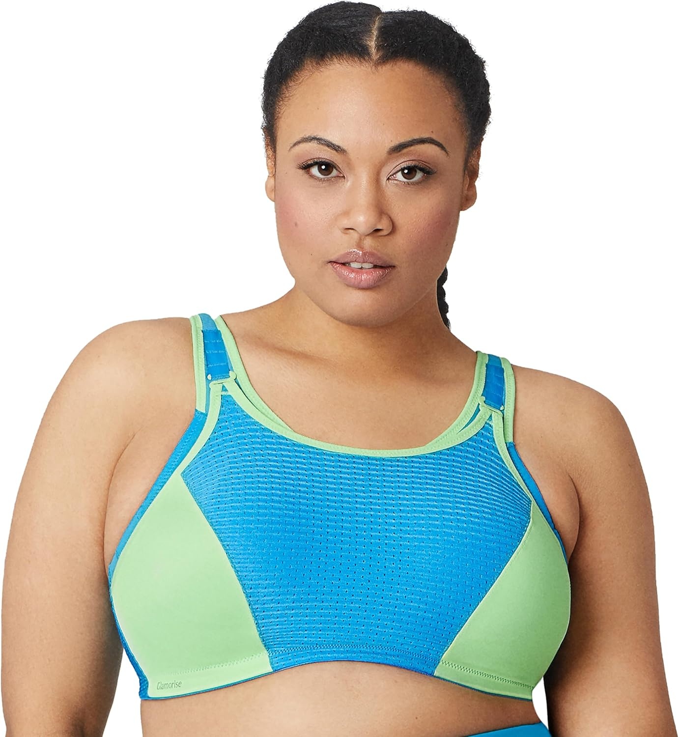 image:imageGlamorise Womens DoubleLayer CustomControl Sport BraBlueGreen