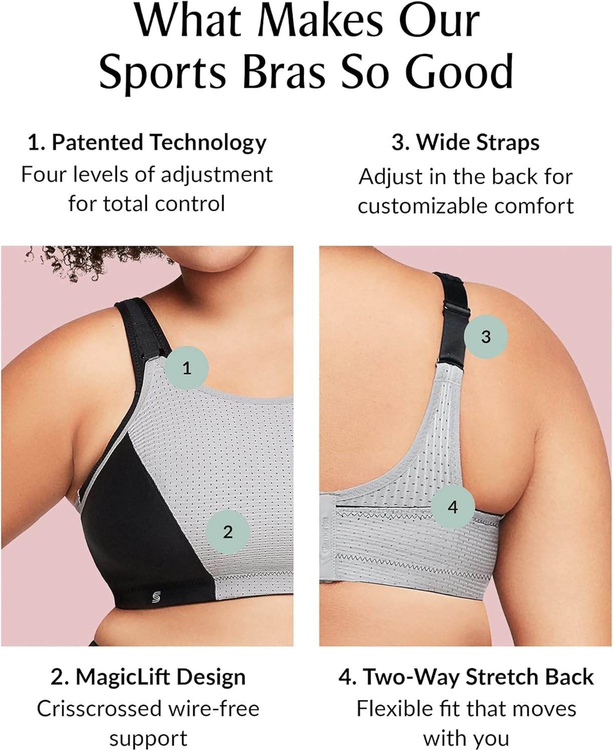 image:imageGlamorise Womens DoubleLayer CustomControl Sport BraBlueGreen