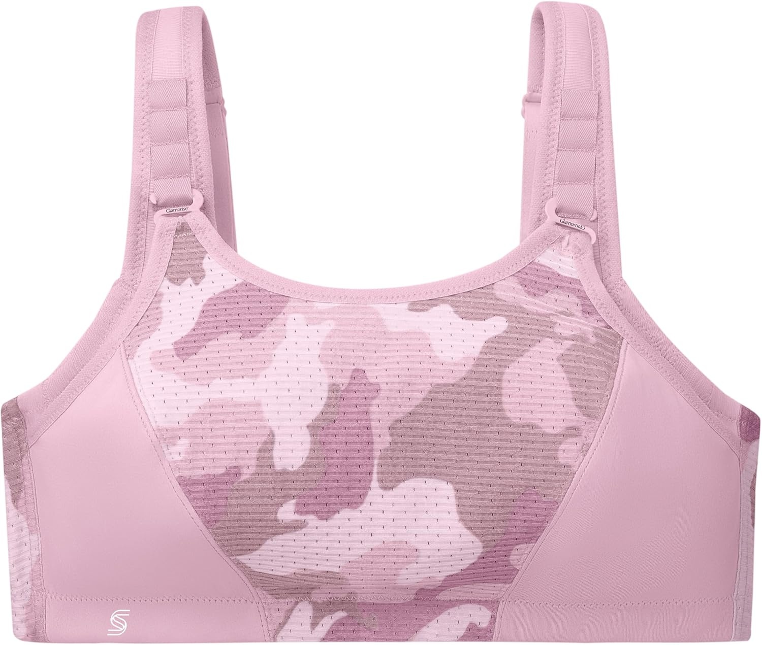 image:imageGlamorise Womens DoubleLayer CustomControl Sport BraPink Camo Print