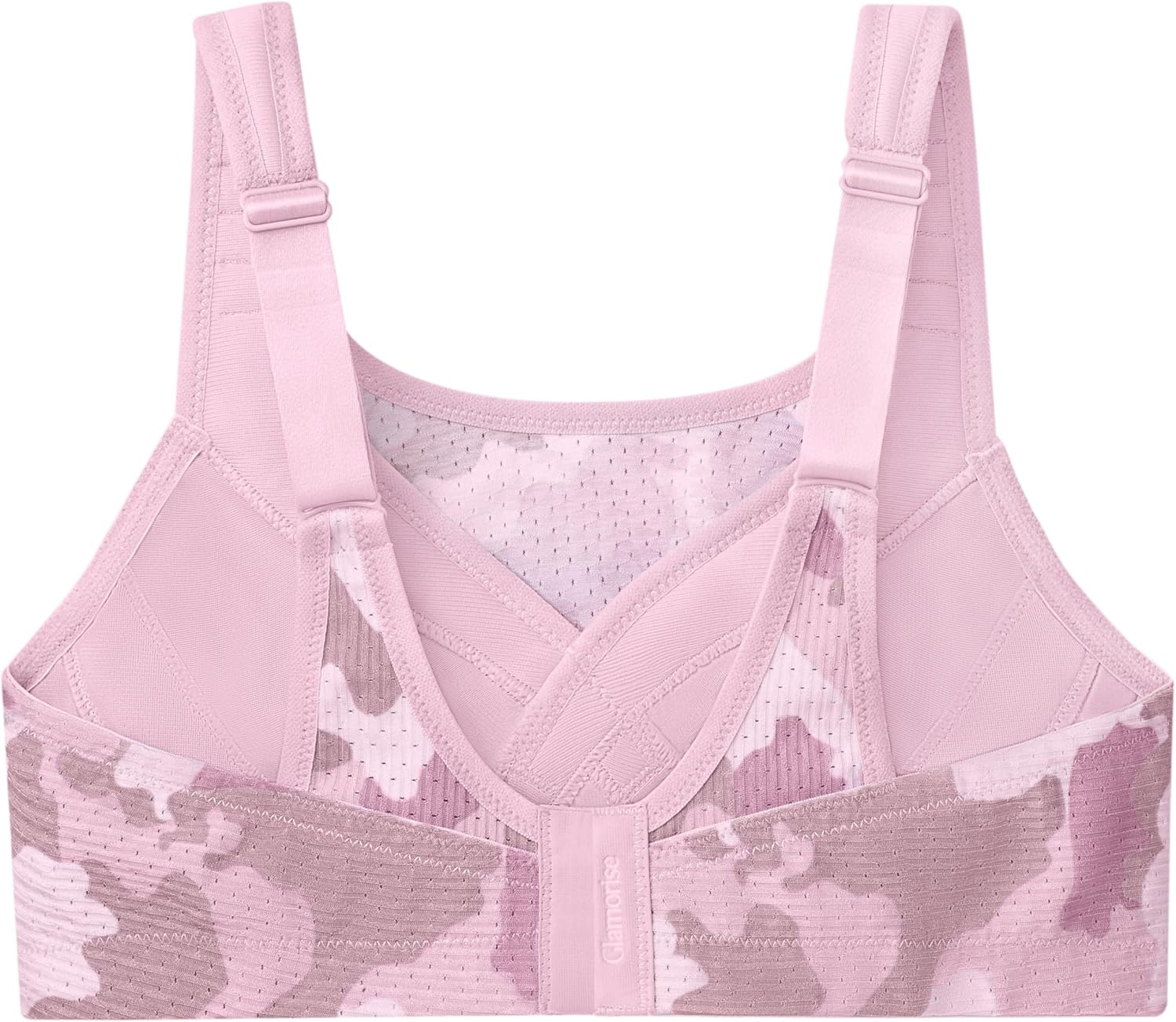 image:imageGlamorise Womens DoubleLayer CustomControl Sport BraPink Camo Print