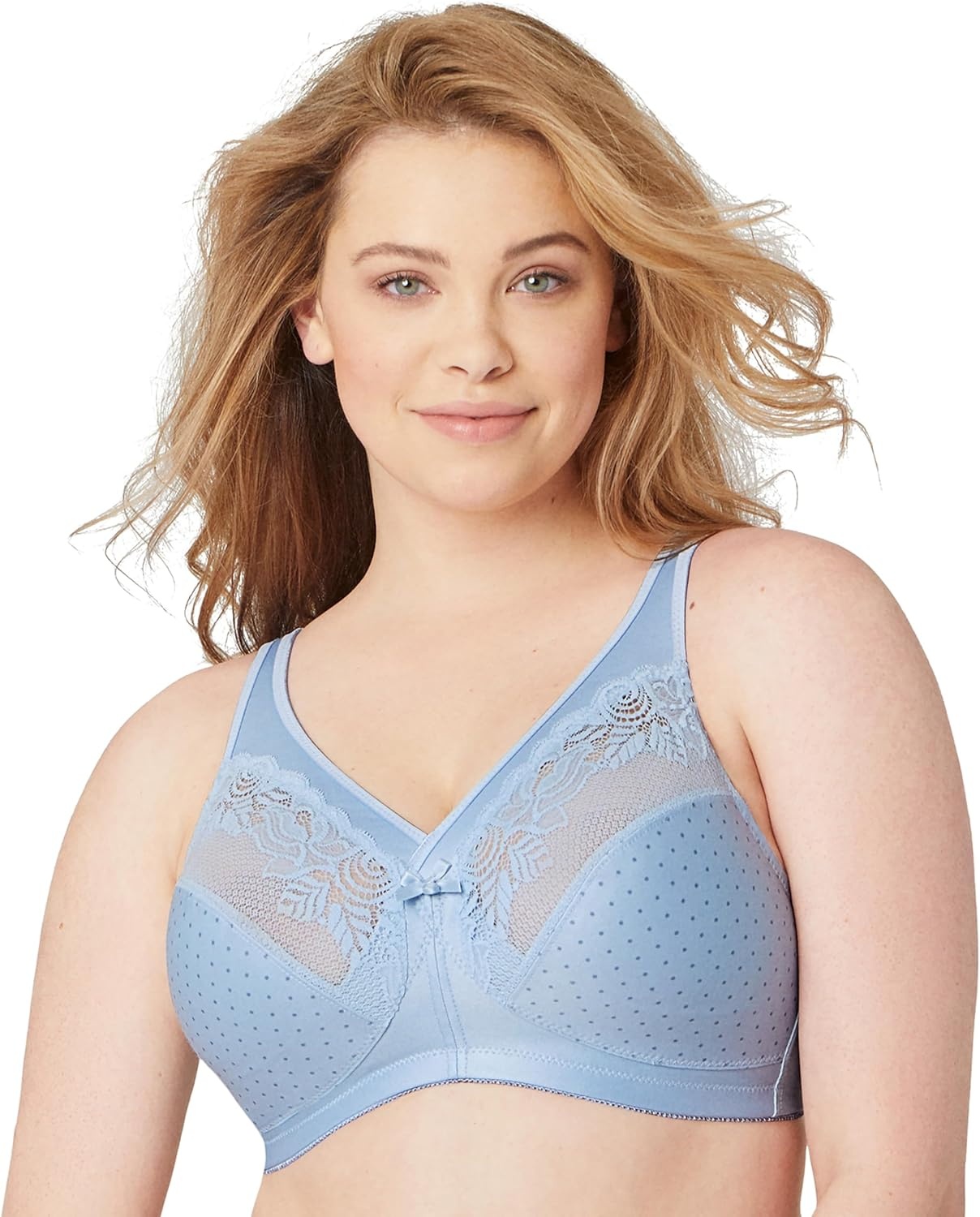 image:imageGlamorise Womens Full Figure Wirefree Minimizer Support Bra 1003Light Blue