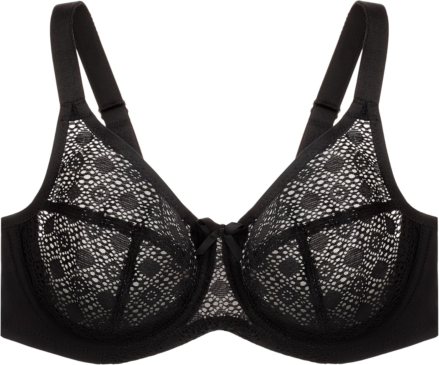 image:imageGlamorise Womens Lace Comfort Wonderwire Bra Underwire 9855Black