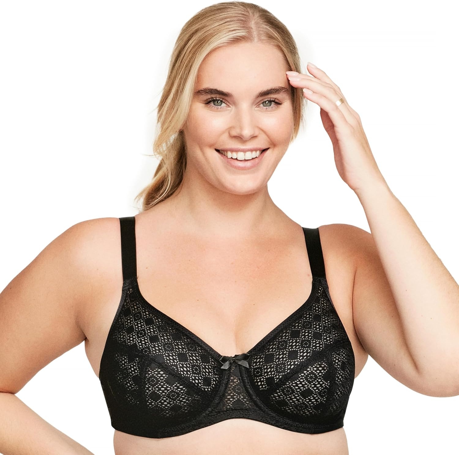 image:imageGlamorise Womens Lace Comfort Wonderwire Bra Underwire 9855Black