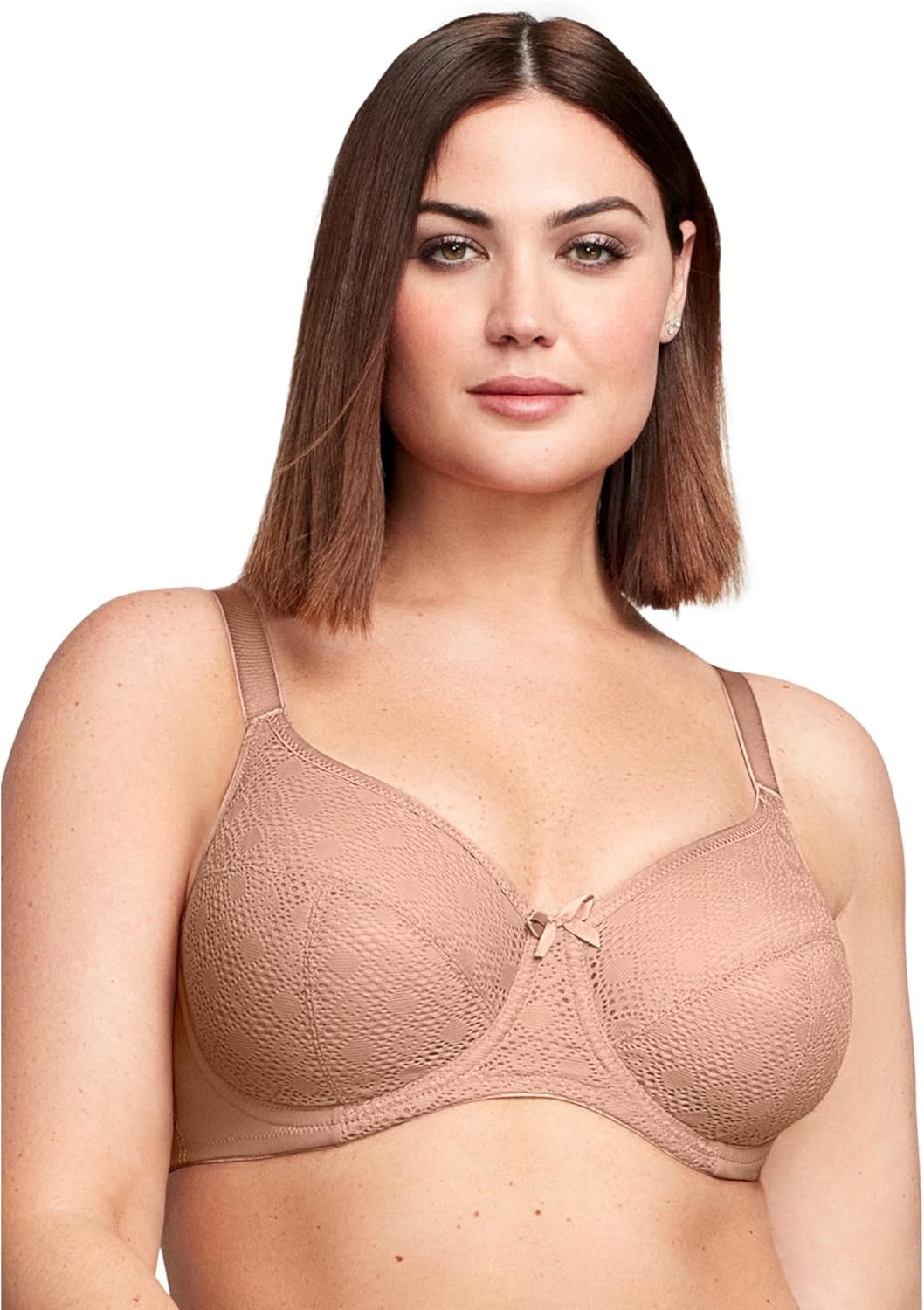 image:imageGlamorise Womens Lace Comfort Wonderwire Bra Underwire 9855Cappuccino