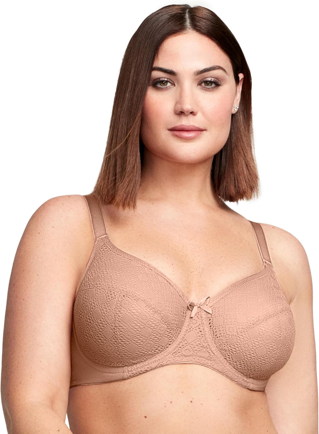 image:imageGlamorise Womens Lace Comfort Wonderwire Bra Underwire 9855Cappuccino
