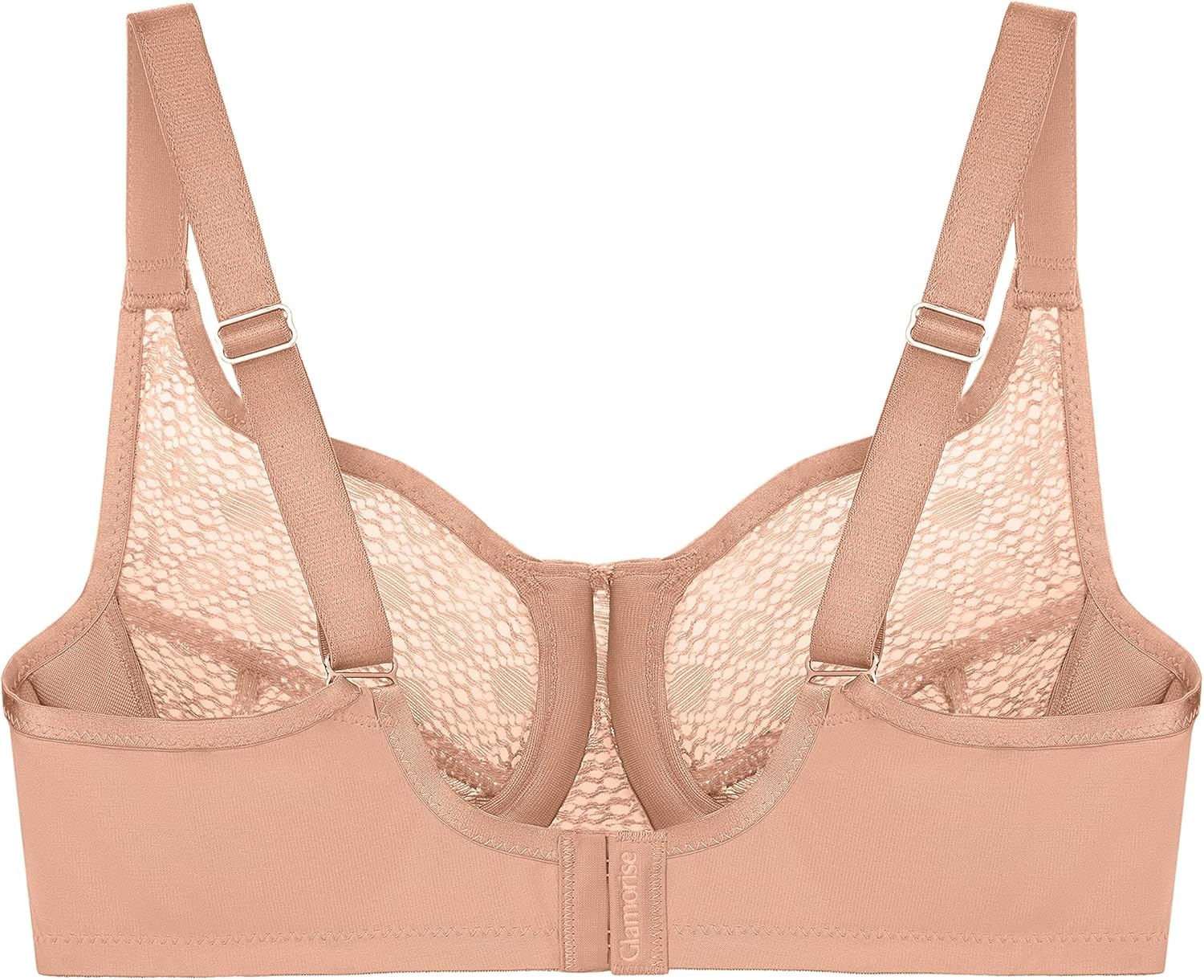 image:imageGlamorise Womens Lace Comfort Wonderwire Bra Underwire 9855Cappuccino