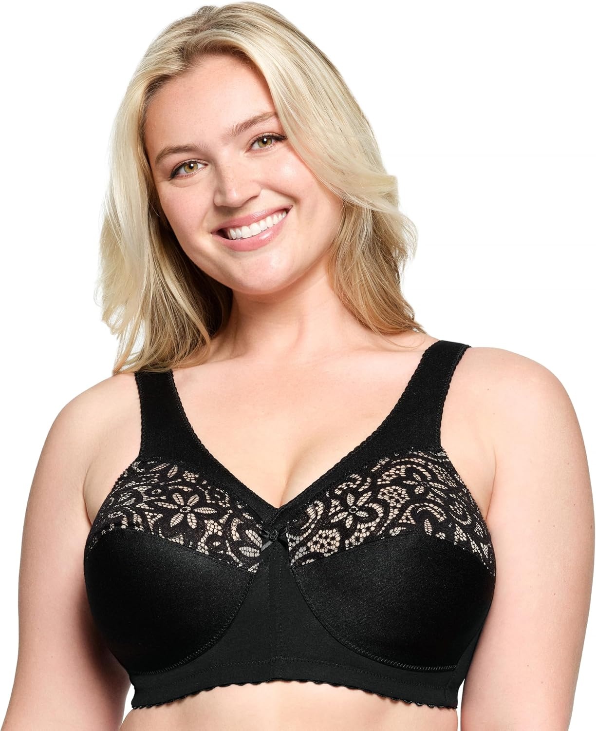 image:imageGlamorise Womens MagicLift Cotton Support Bra Wirefree 1001Black