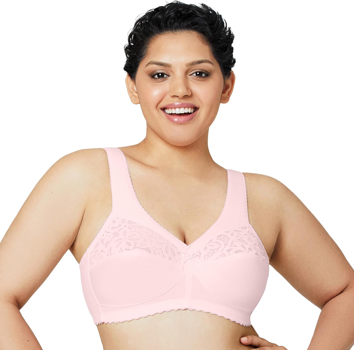 image:imageGlamorise Womens MagicLift Cotton Support Bra Wirefree 1001Pale Pink