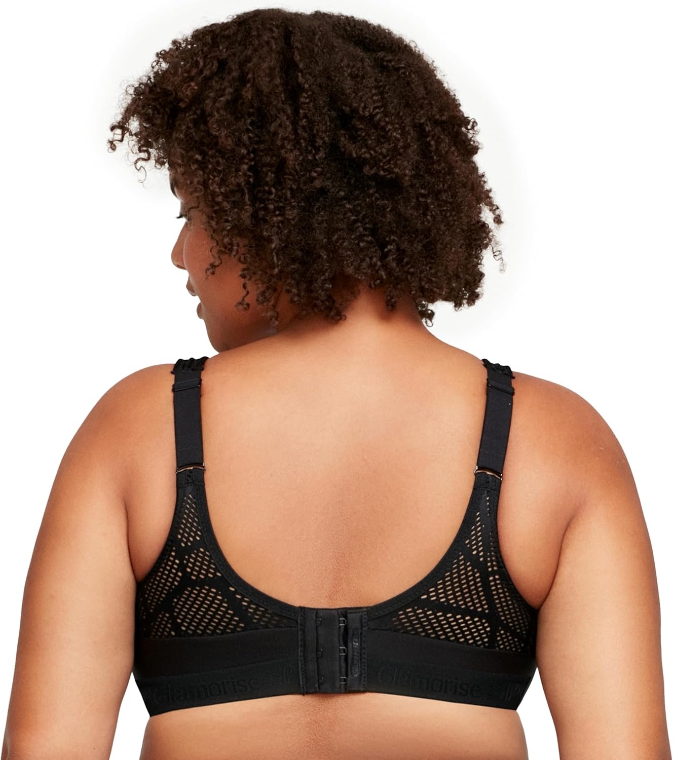 image:imageGlamorise Womens NoSweat Mesh Sports Bra Wirefree 1068Black