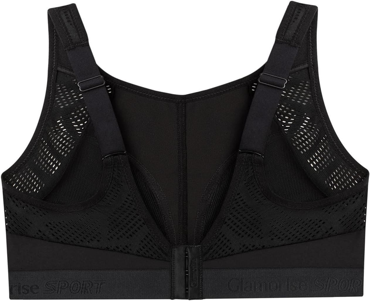 image:imageGlamorise Womens NoSweat Mesh Sports Bra Wirefree 1068Black