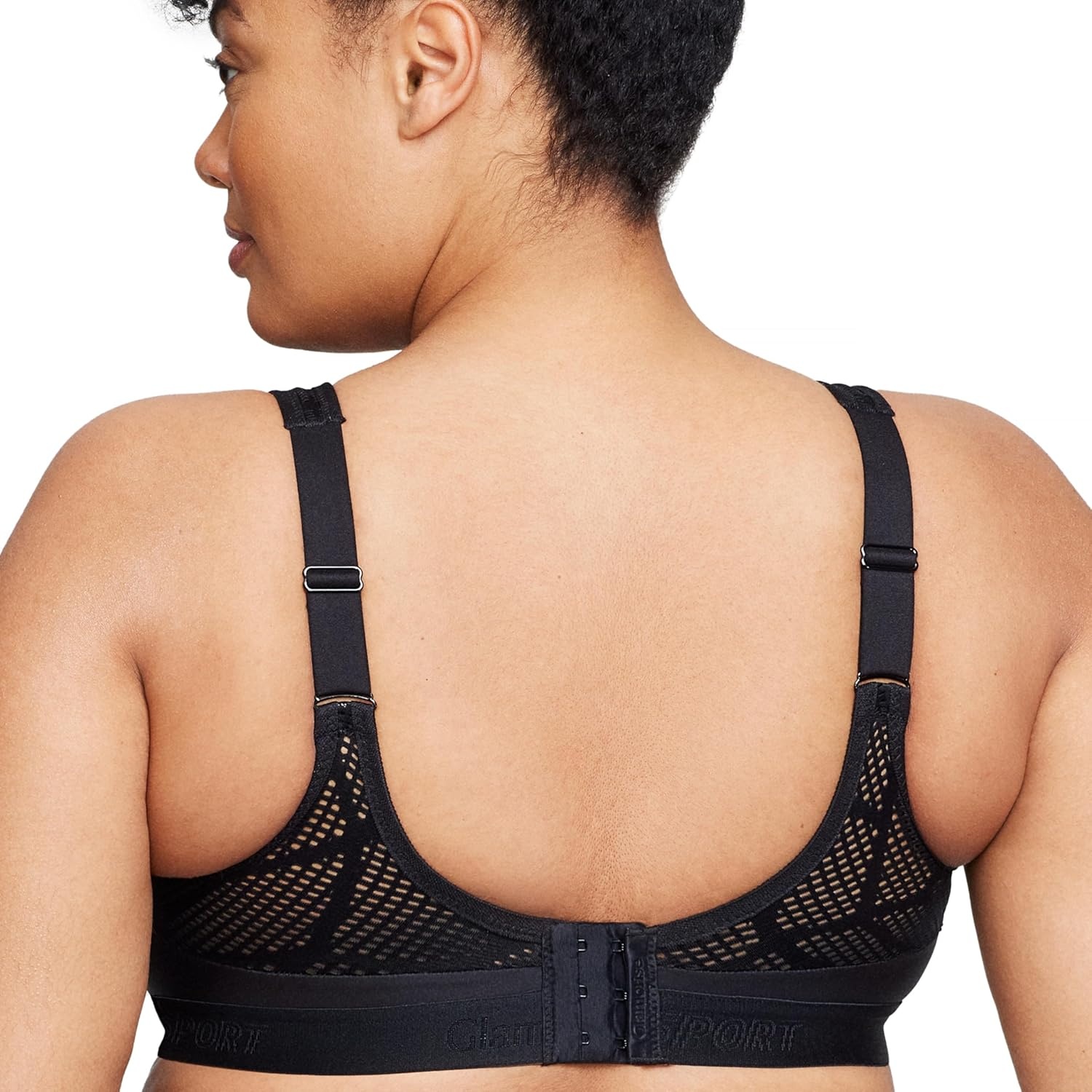 image:imageGlamorise Womens NoSweat Mesh Sports Bra Wirefree 1068Black