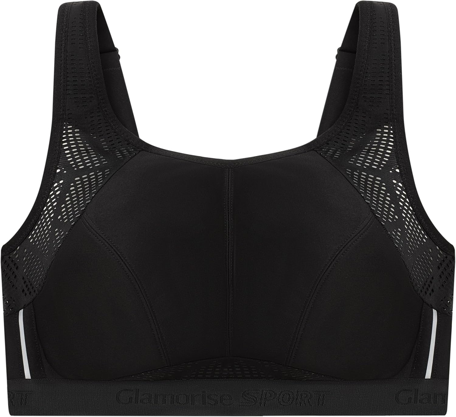 image:imageGlamorise Womens NoSweat Mesh Sports Bra Wirefree 1068Black