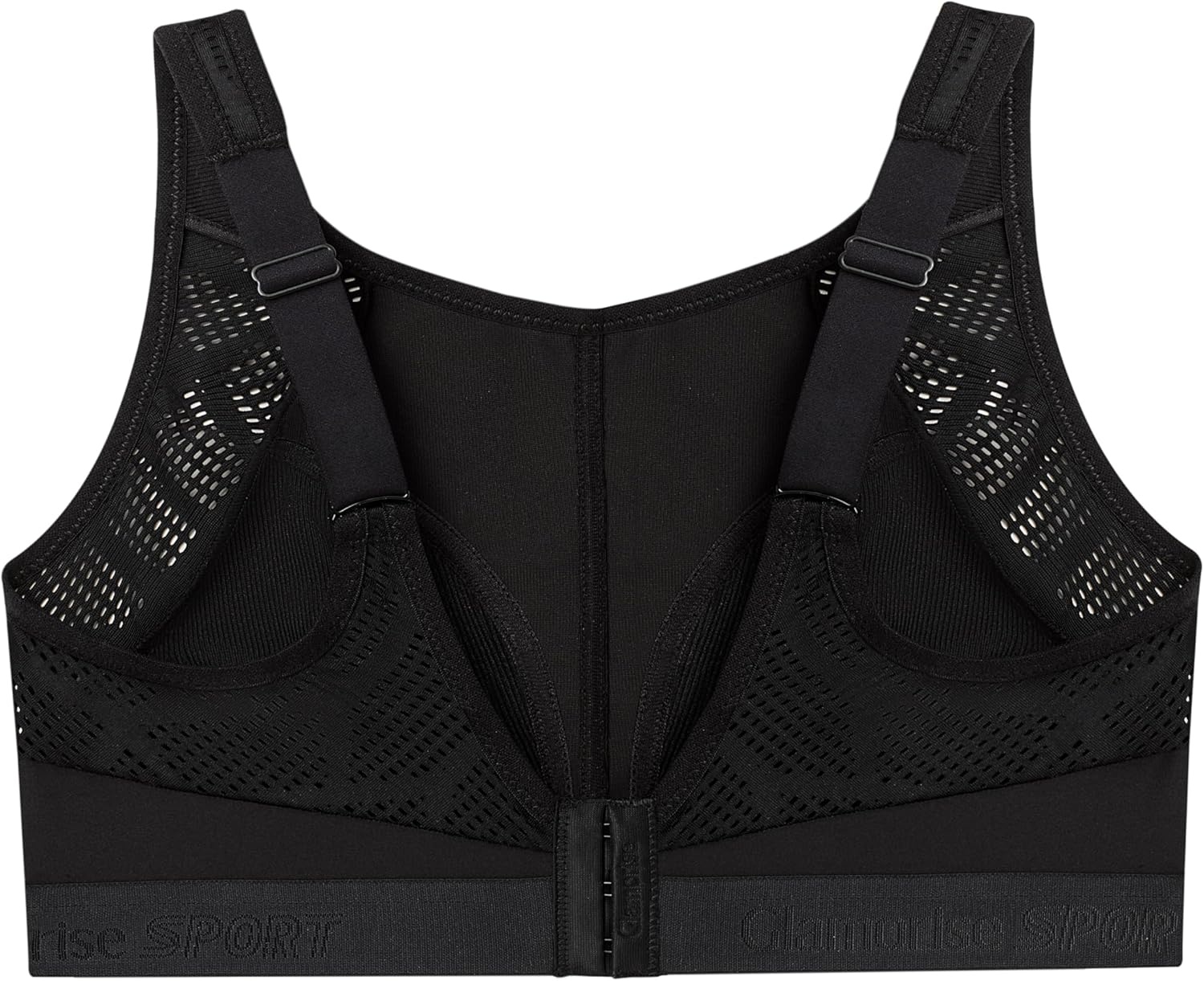 image:imageGlamorise Womens NoSweat Mesh Sports Bra Wirefree 1068Black