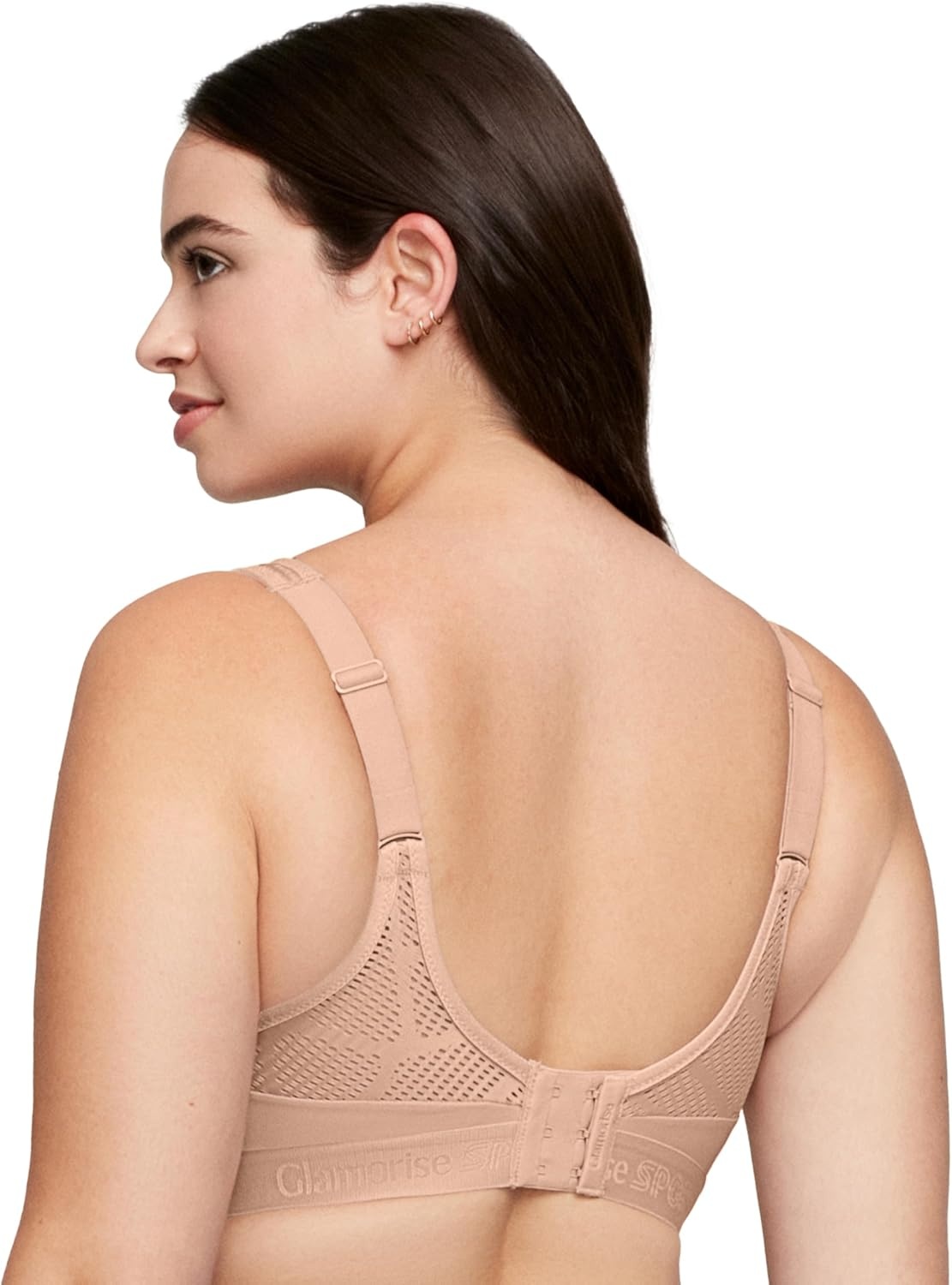image:imageGlamorise Womens NoSweat Mesh Sports Bra Wirefree 1068Caf