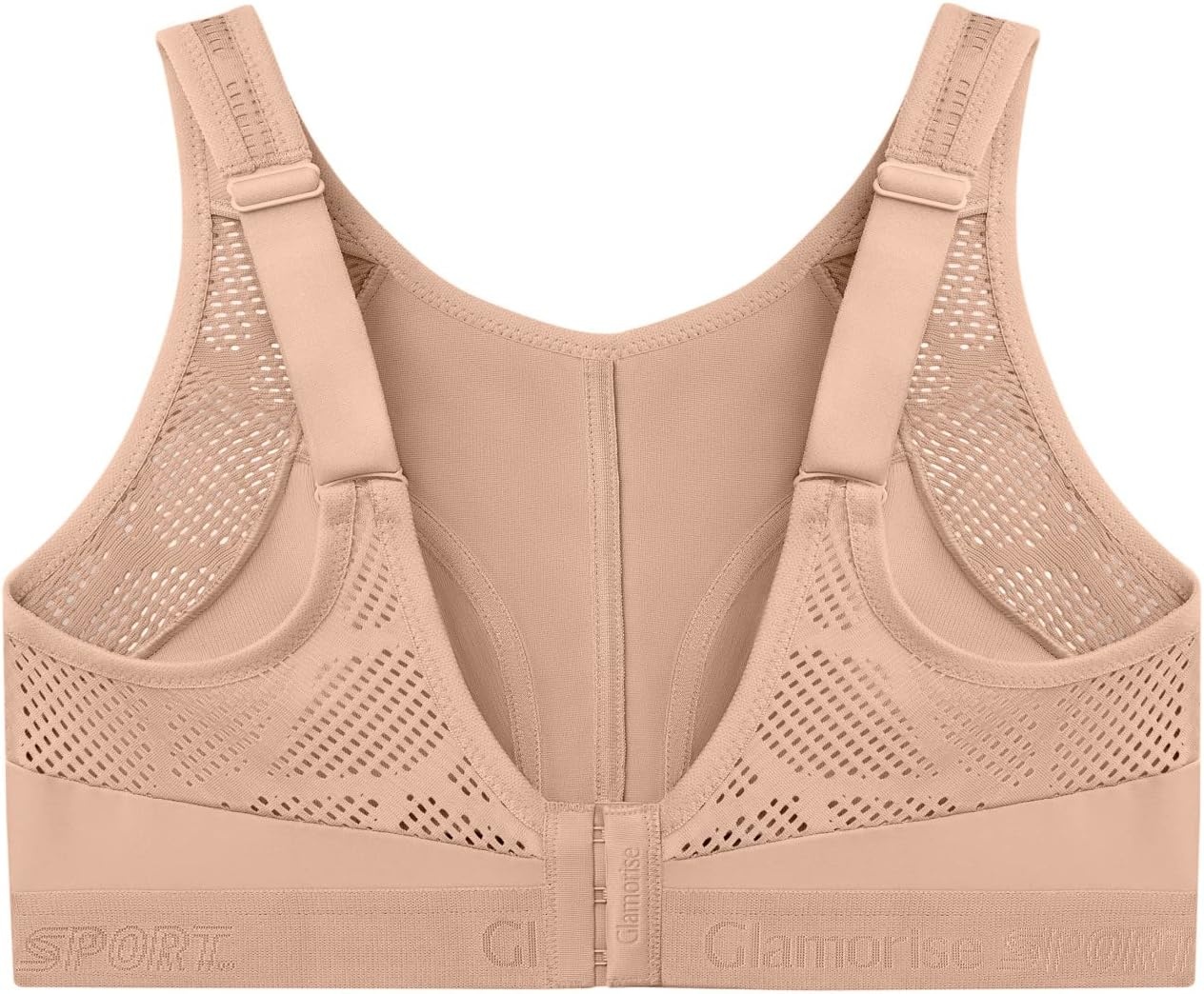 image:imageGlamorise Womens NoSweat Mesh Sports Bra Wirefree 1068Caf