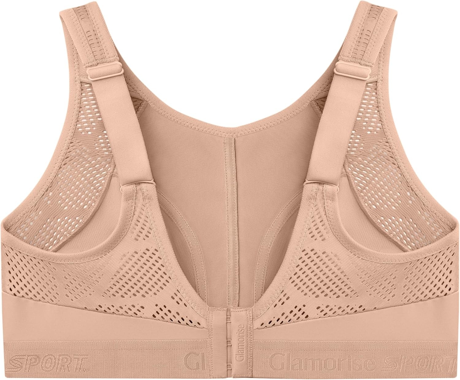 image:imageGlamorise Womens NoSweat Mesh Sports Bra Wirefree 1068Caf