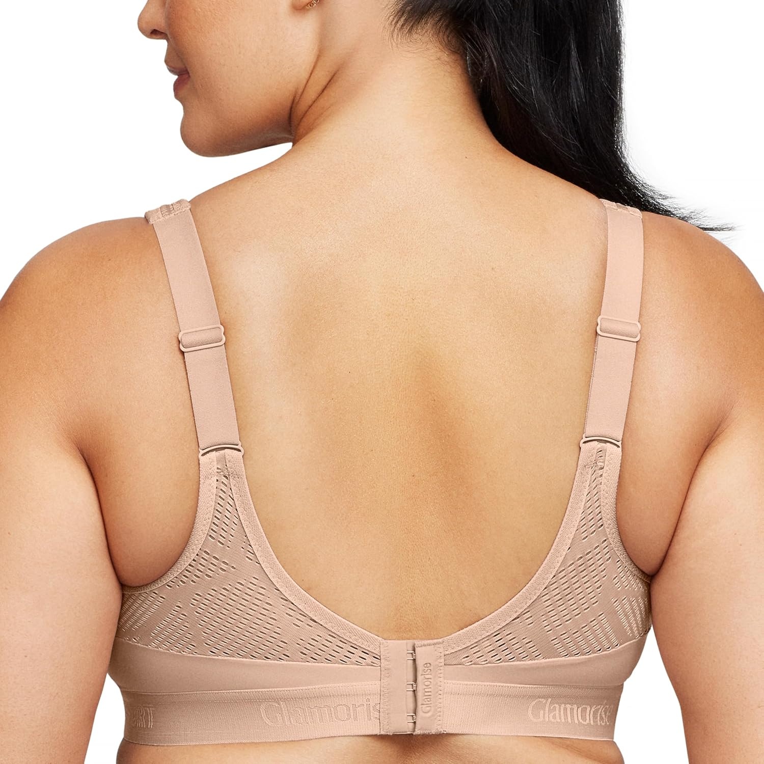 image:imageGlamorise Womens NoSweat Mesh Sports Bra Wirefree 1068Caf